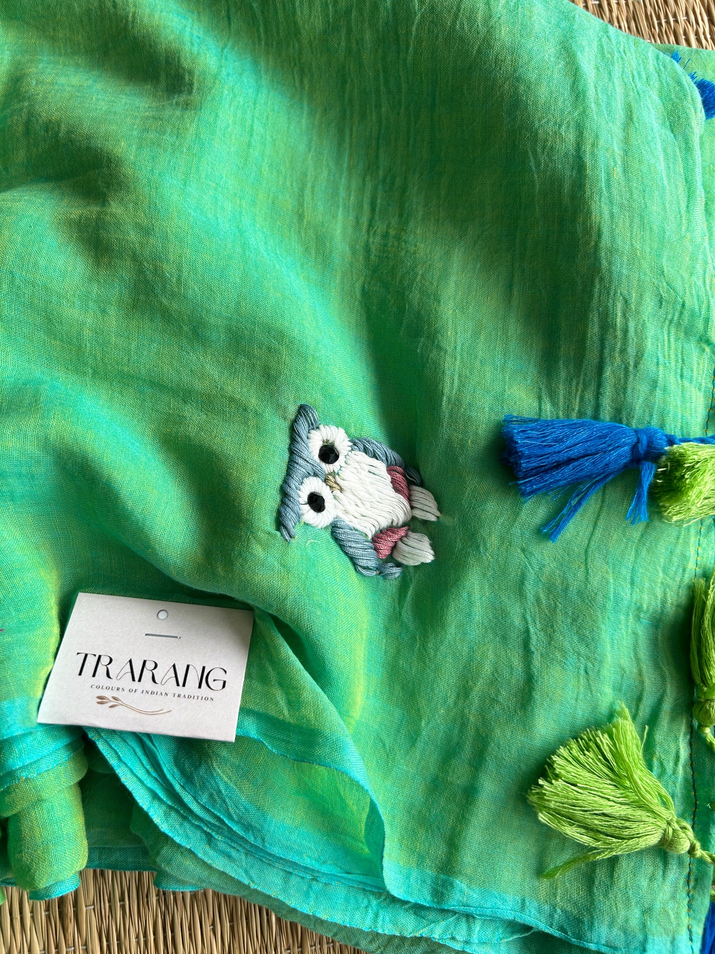 GREEN OWL MUL SAREE