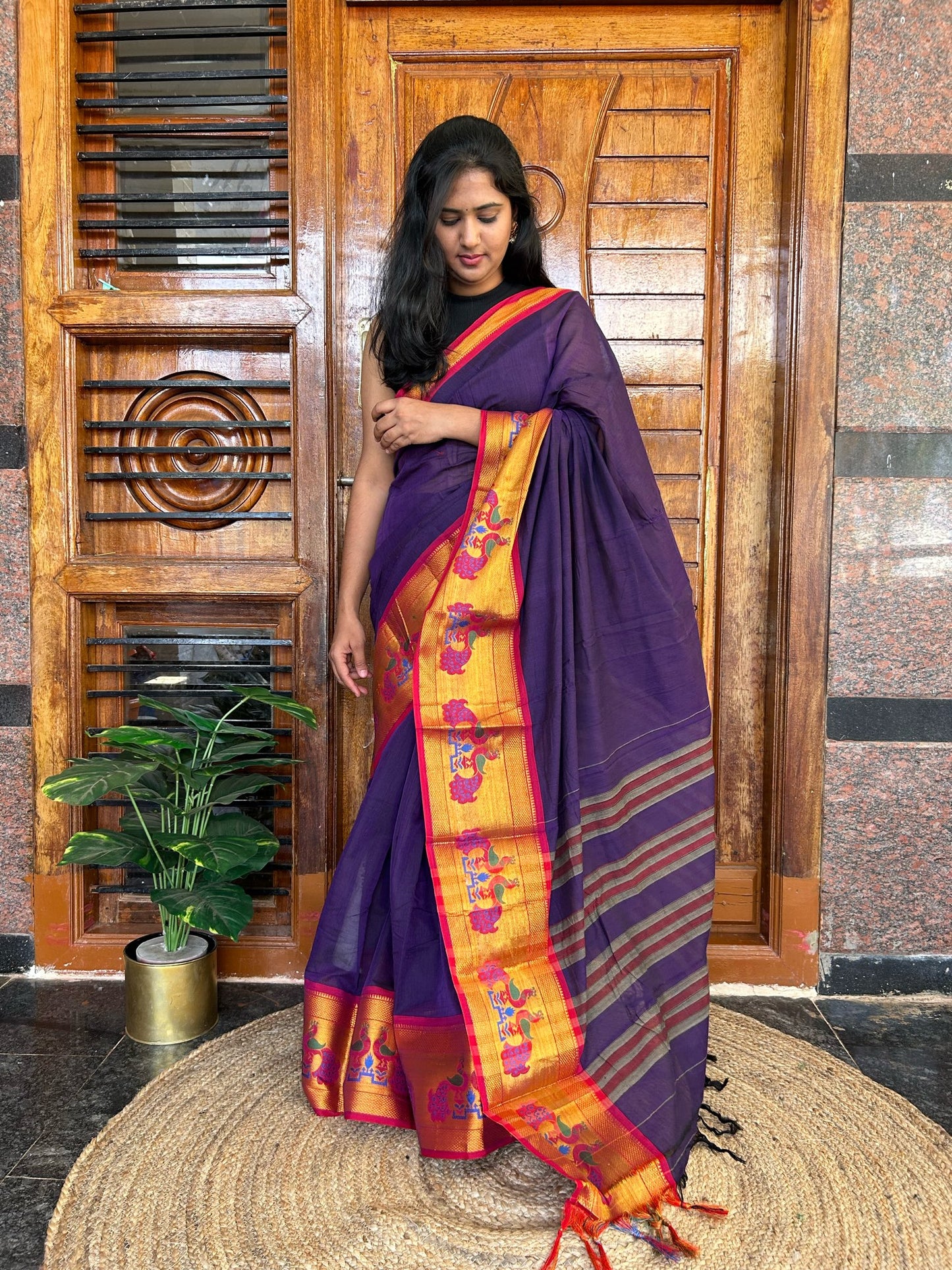 Purple Narayanpet saree.
