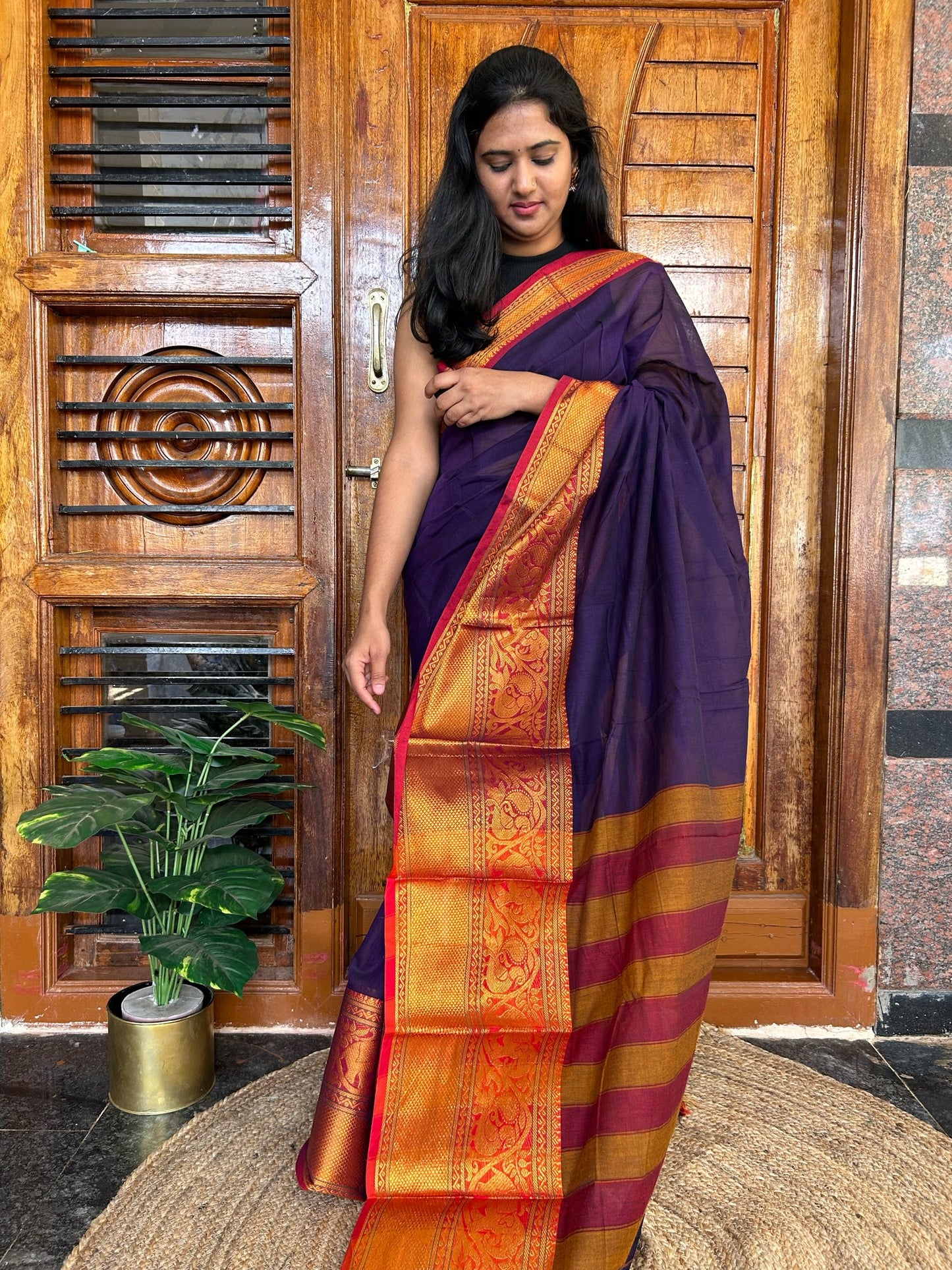 Purple Narayanpet saree.