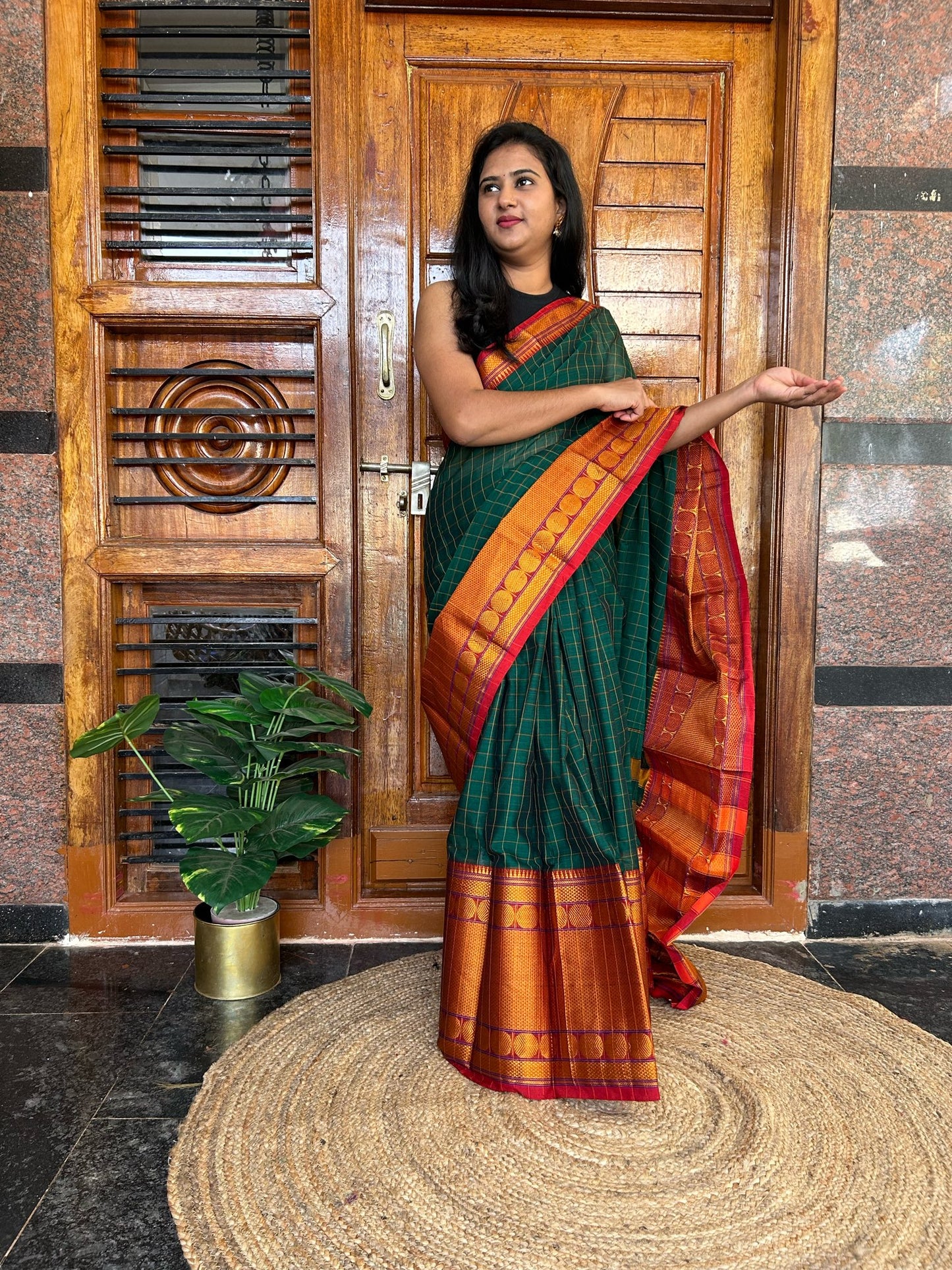 Green Narayanpet saree.