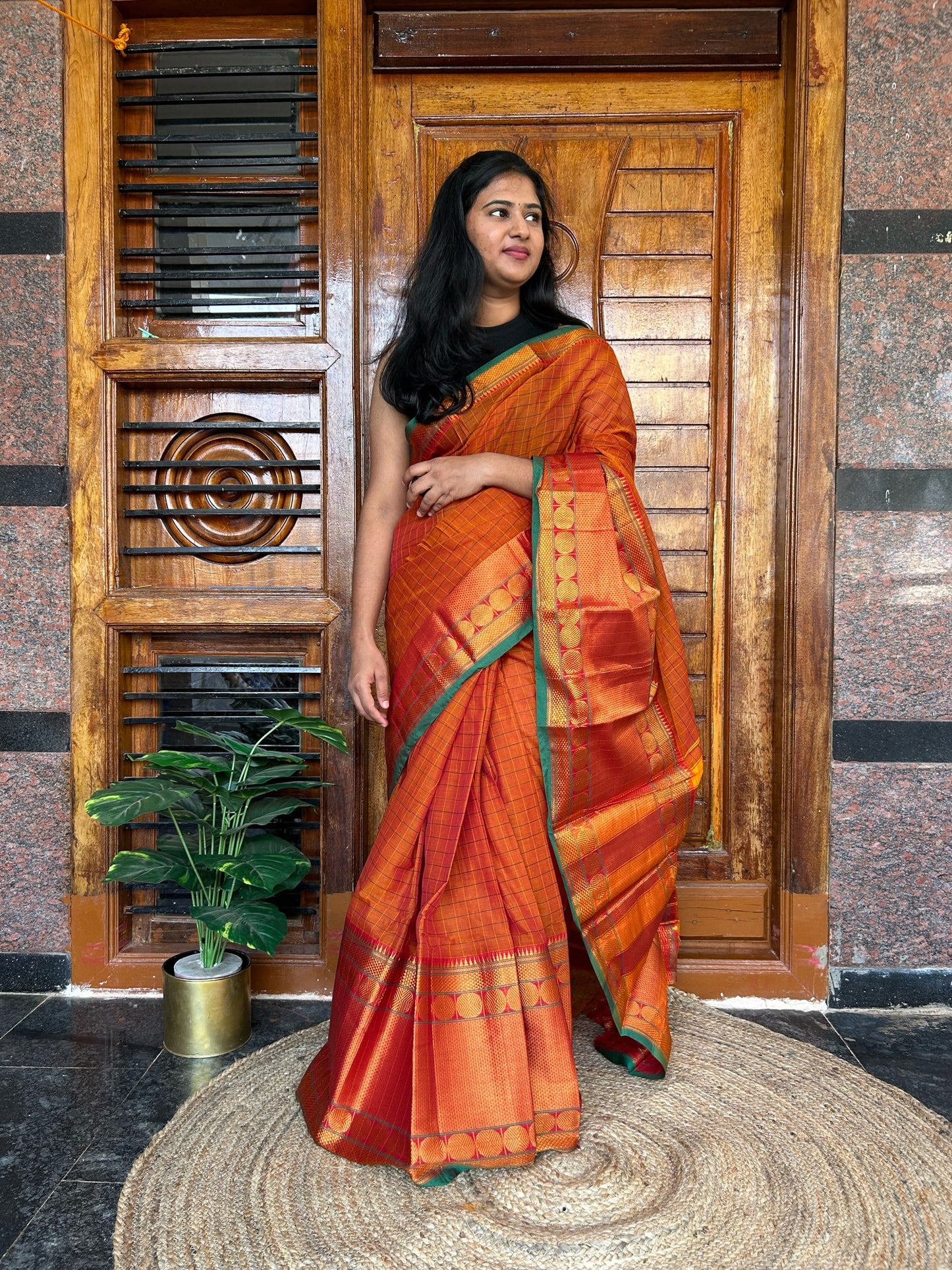Orange Narayanpet saree.