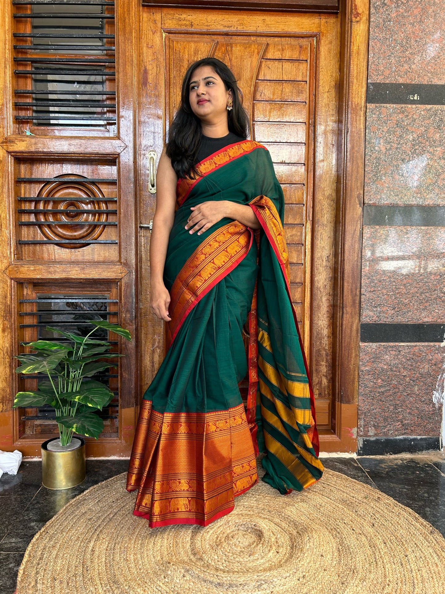 Green Narayanpet saree.