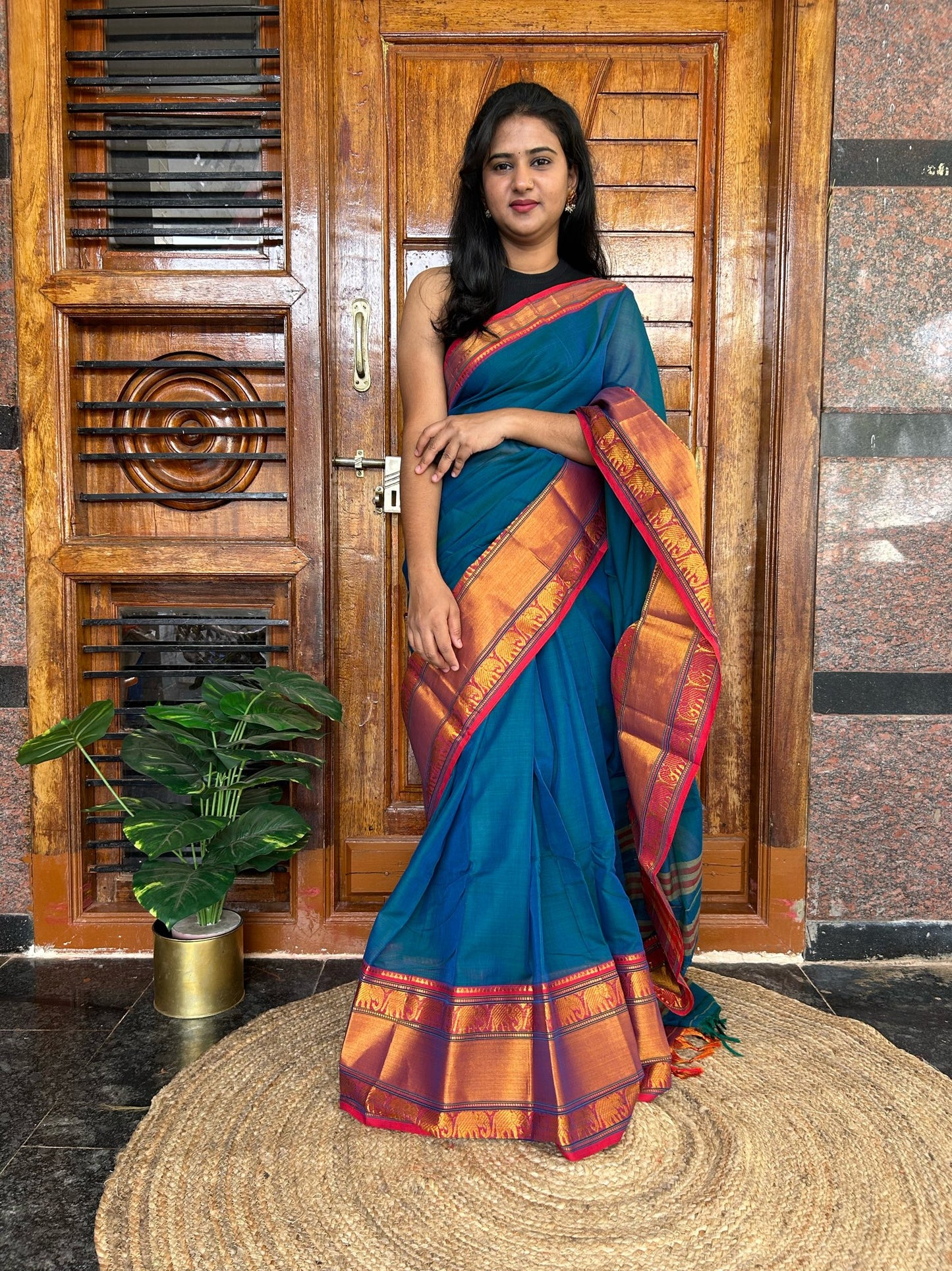 Blue Narayanpet saree.