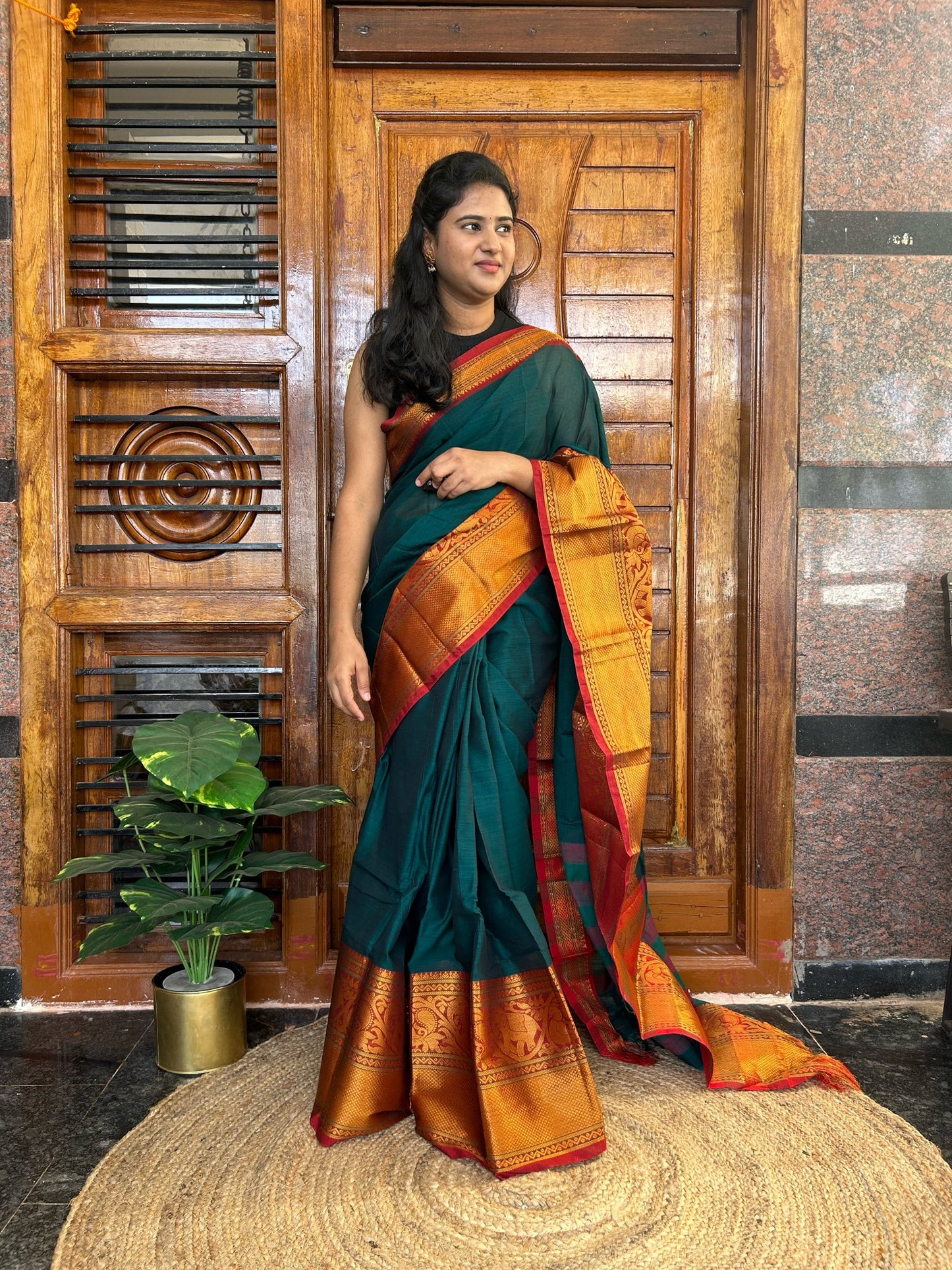 Green Narayanpet saree.