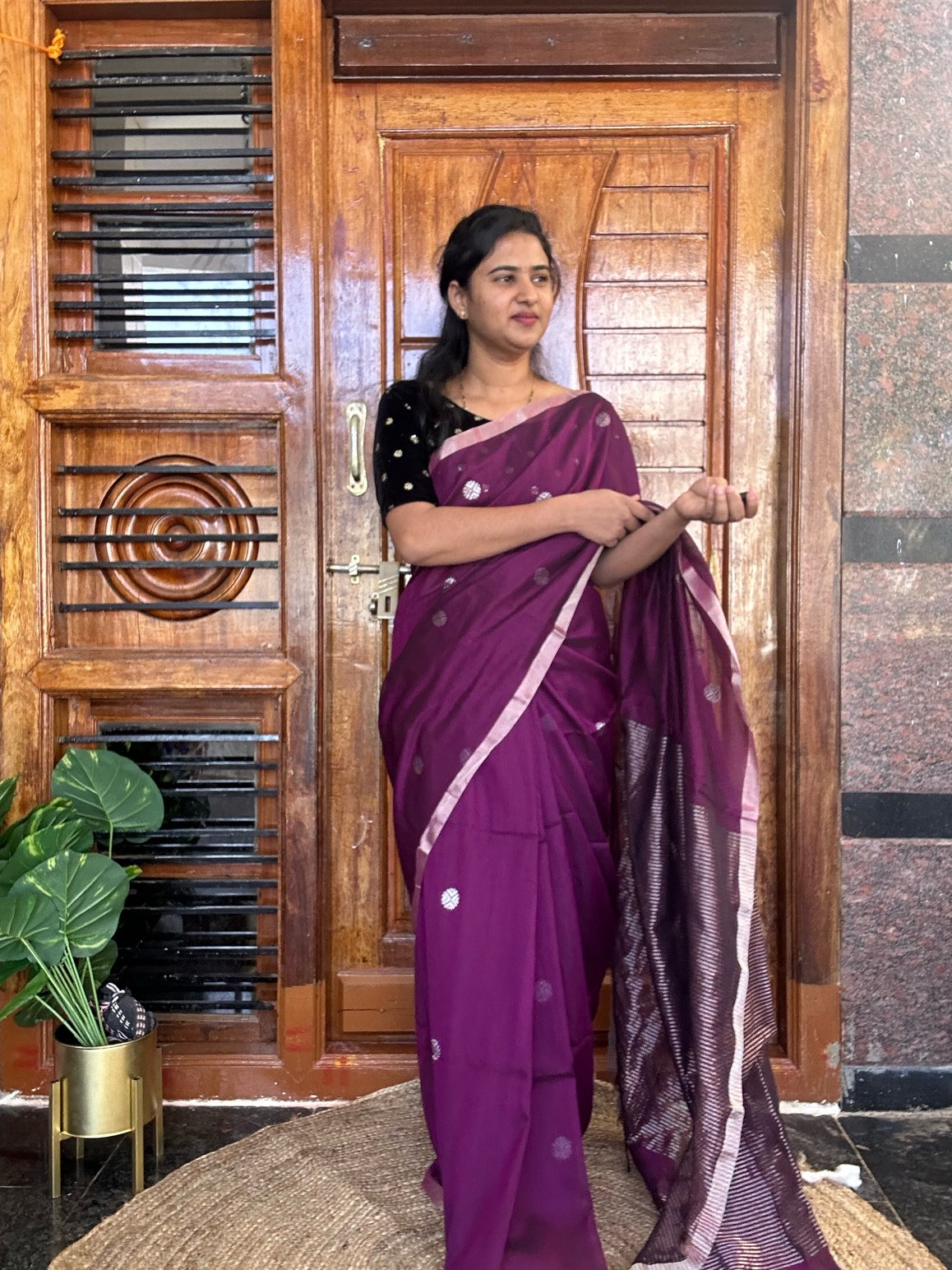 PURPLE ZARI BUTI SAREE