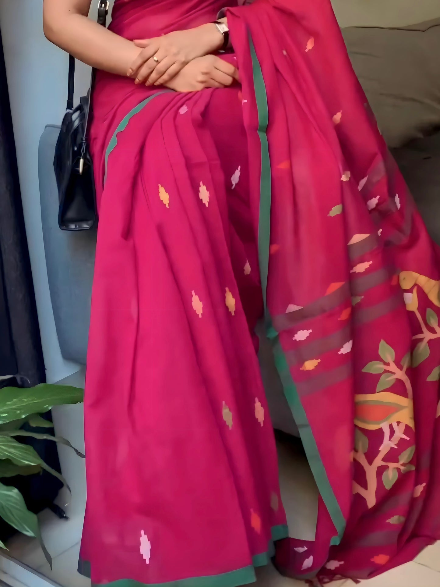 PINK PEACOCK JAMDANI