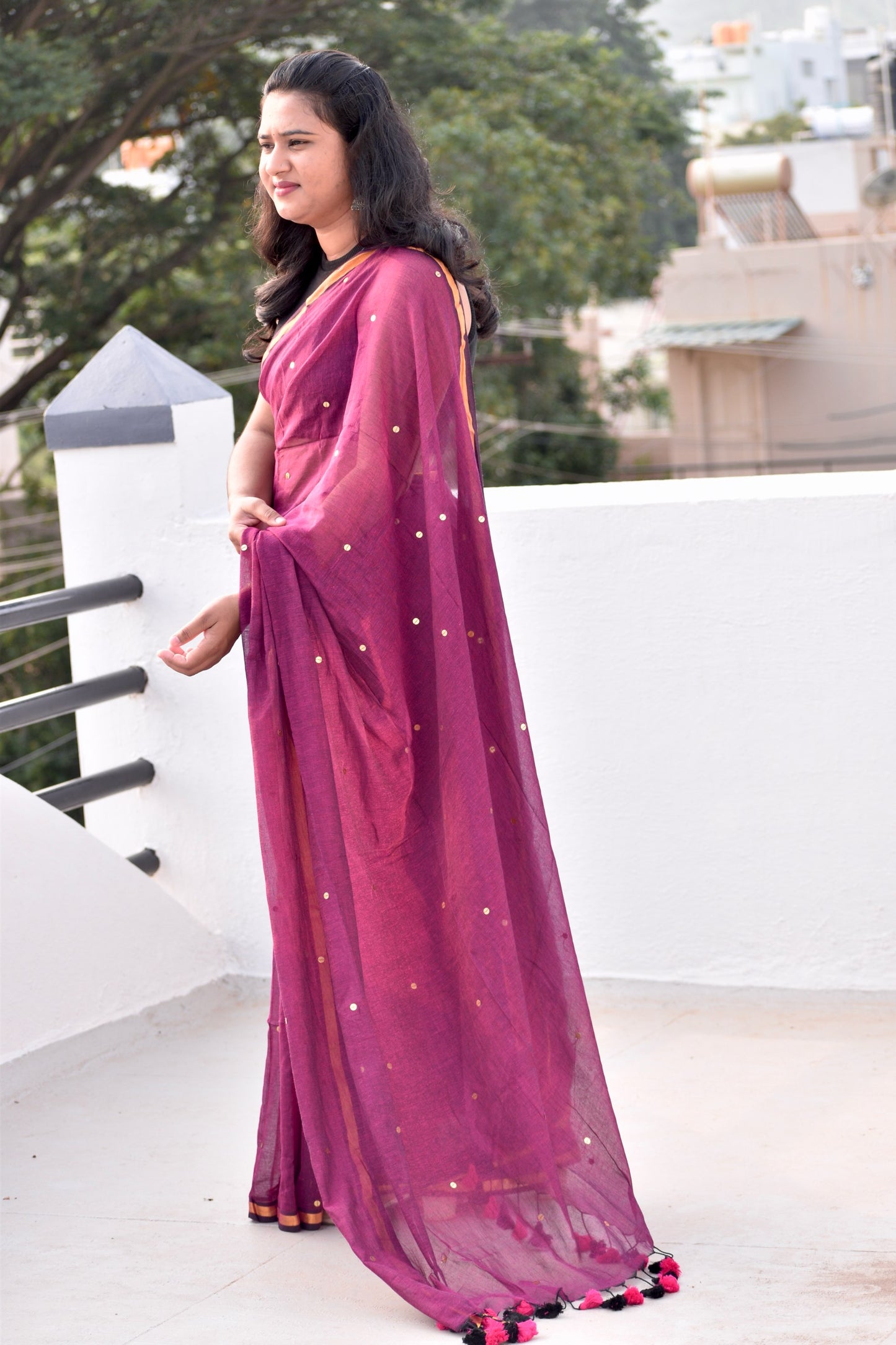 PURPLE MUL SAREE