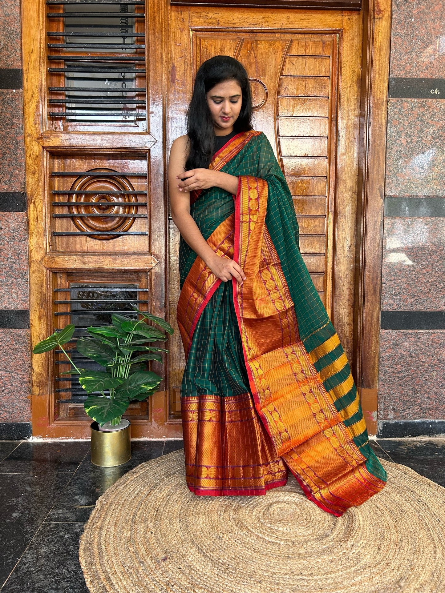 Green Narayanpet saree.