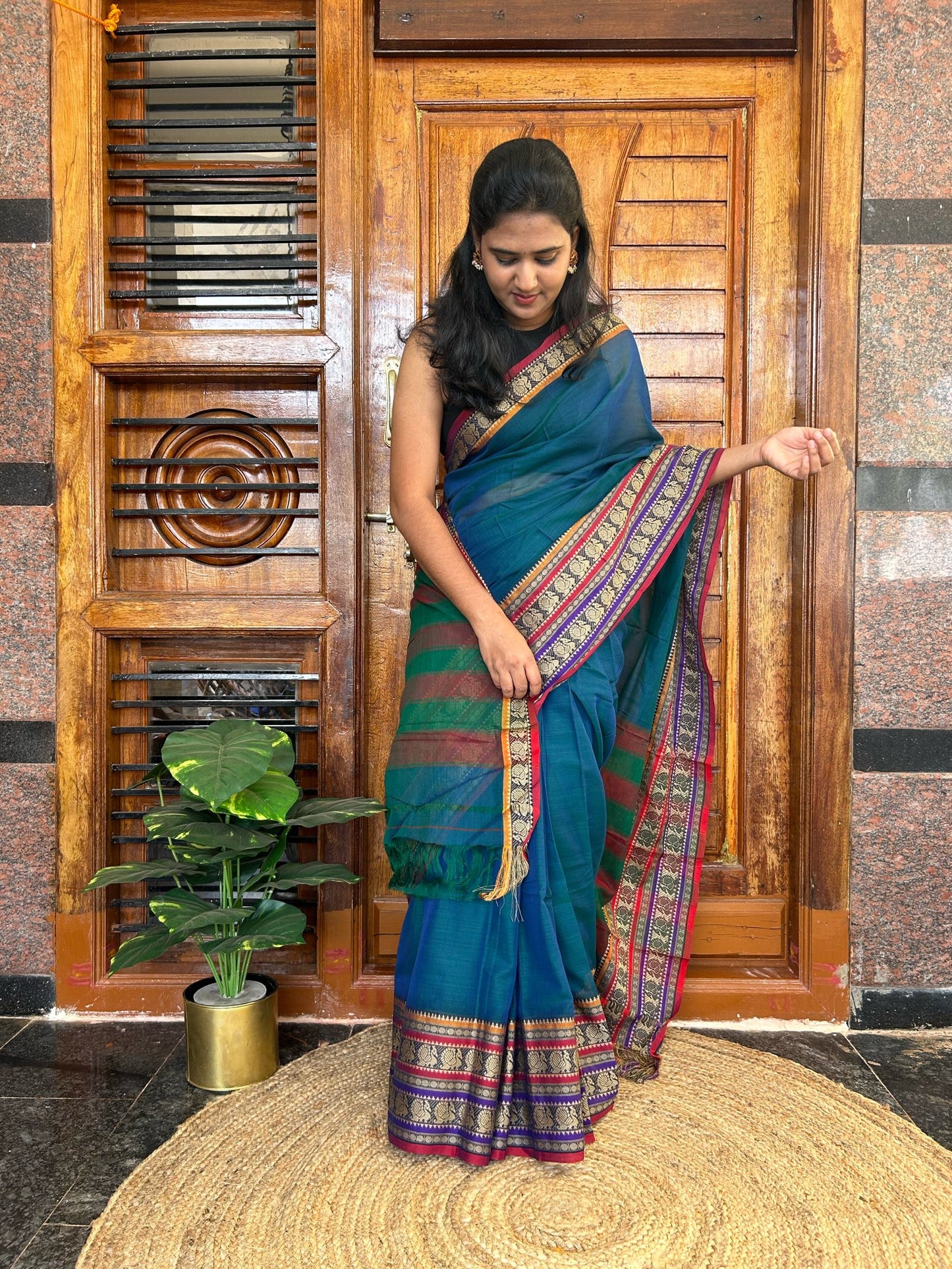 Blue Narayanpet saree.