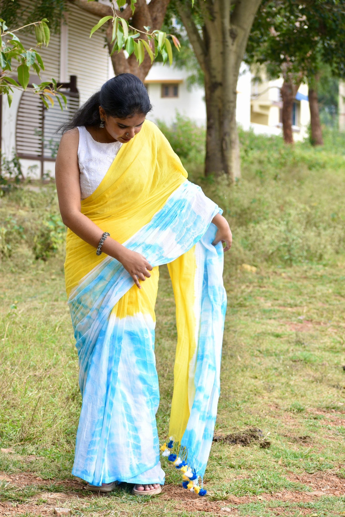 YELLOW MUL SAREE