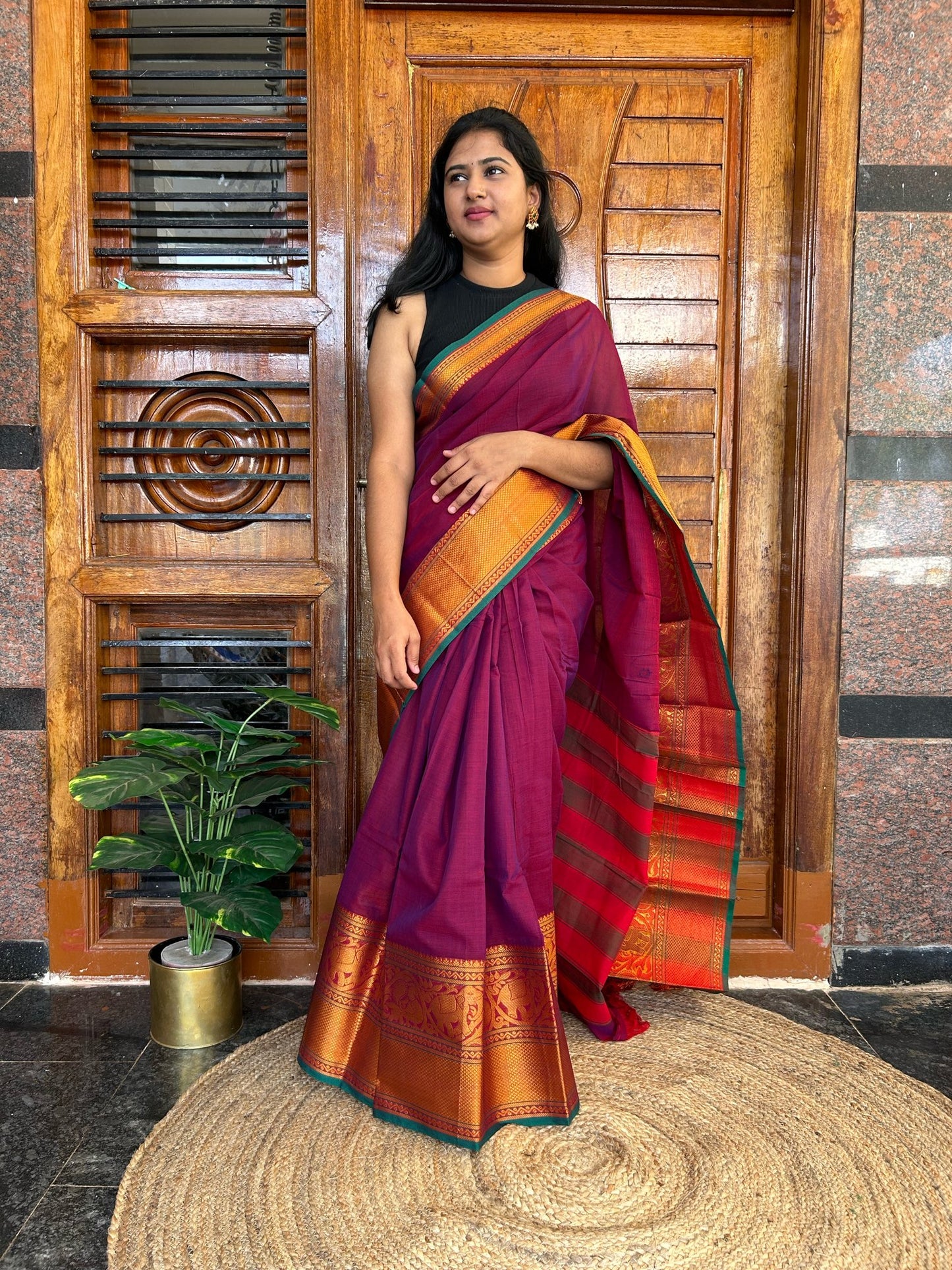 Pink Narayanpet saree.