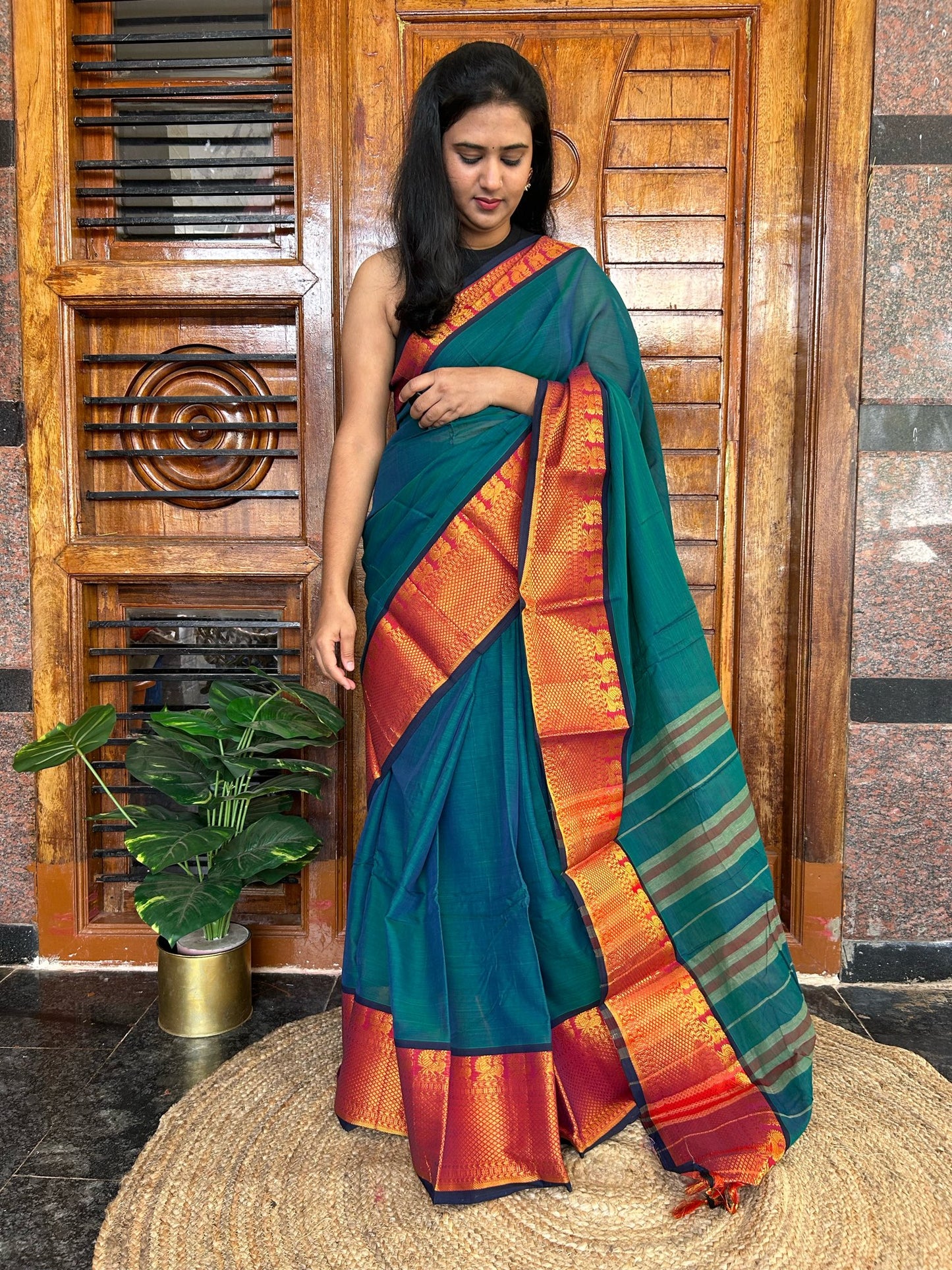 Green Narayanpet saree.