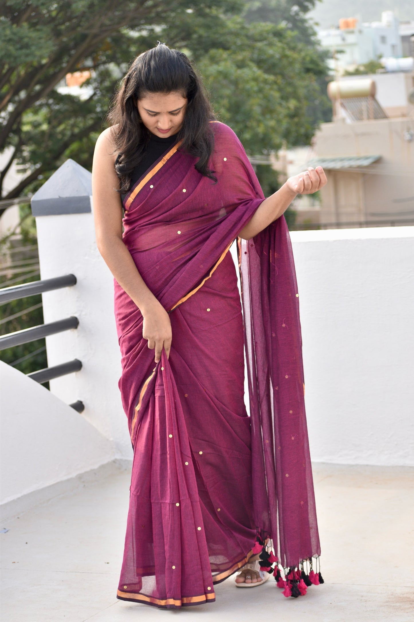 PURPLE MUL SAREE