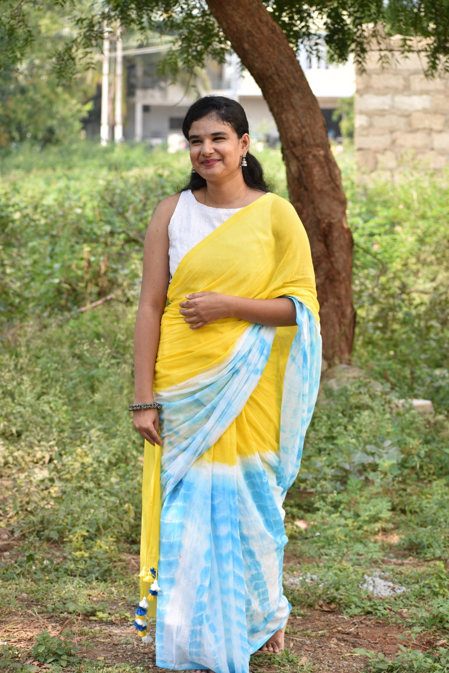 YELLOW MUL SAREE