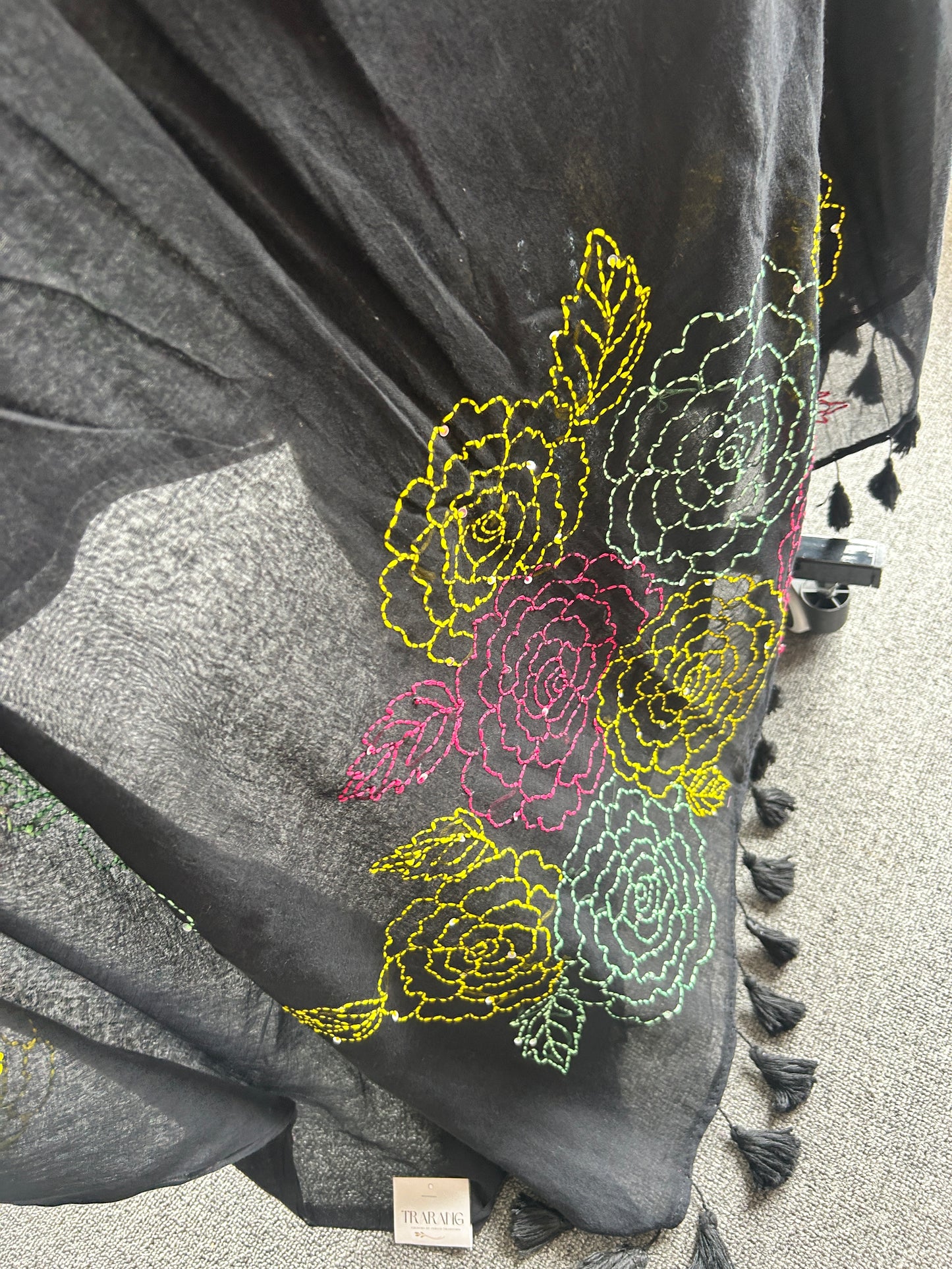 BLACK KATHA MUL SAREE