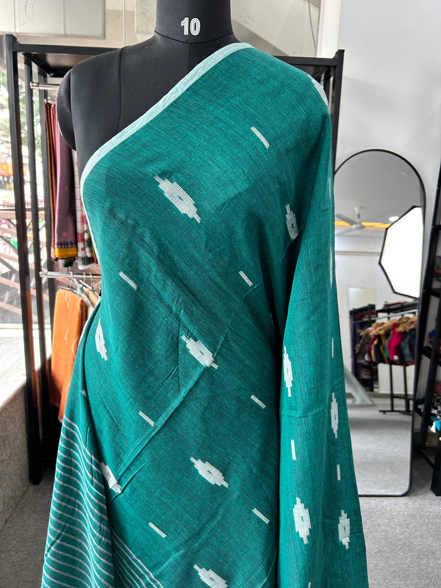 GREEN MUL JAMDANI SAREE