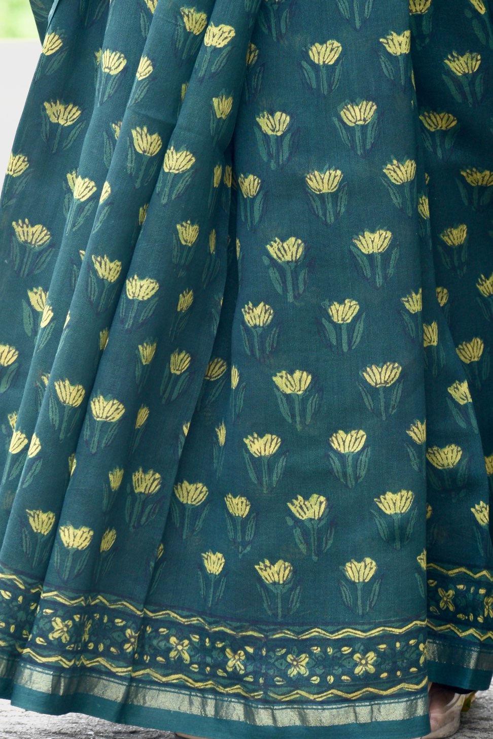 Green dabu chanderi silk saree