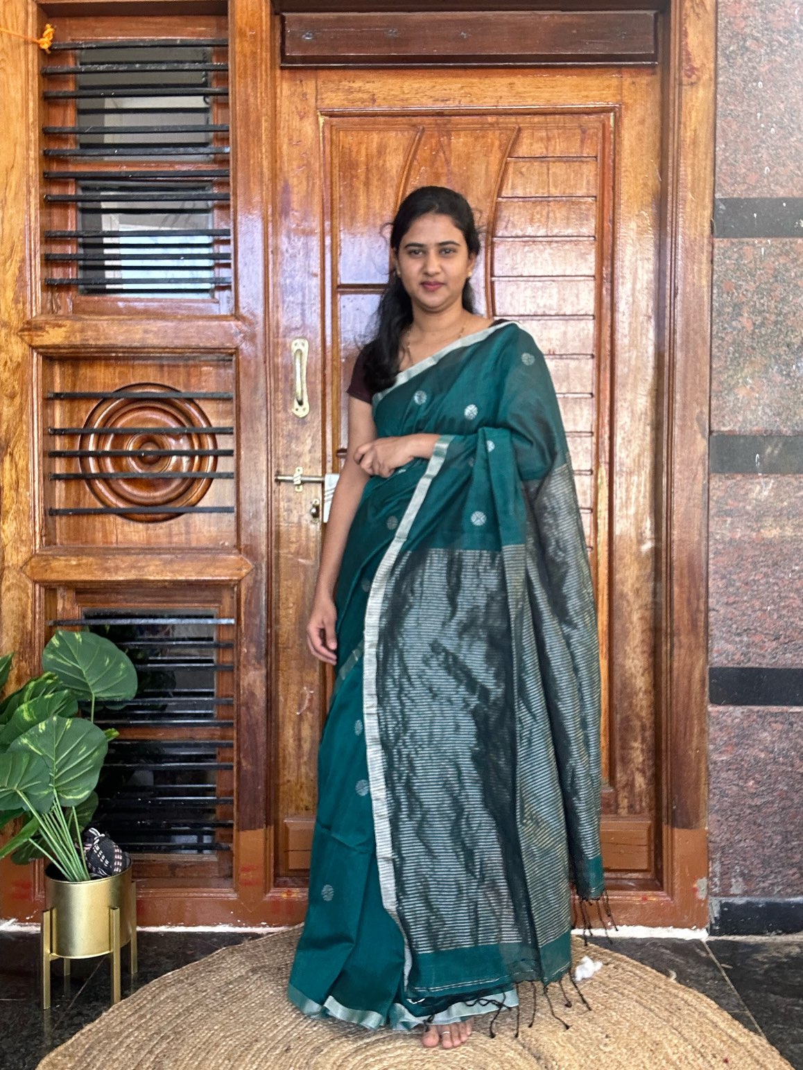 GREEN ZARI BUTI SAREE