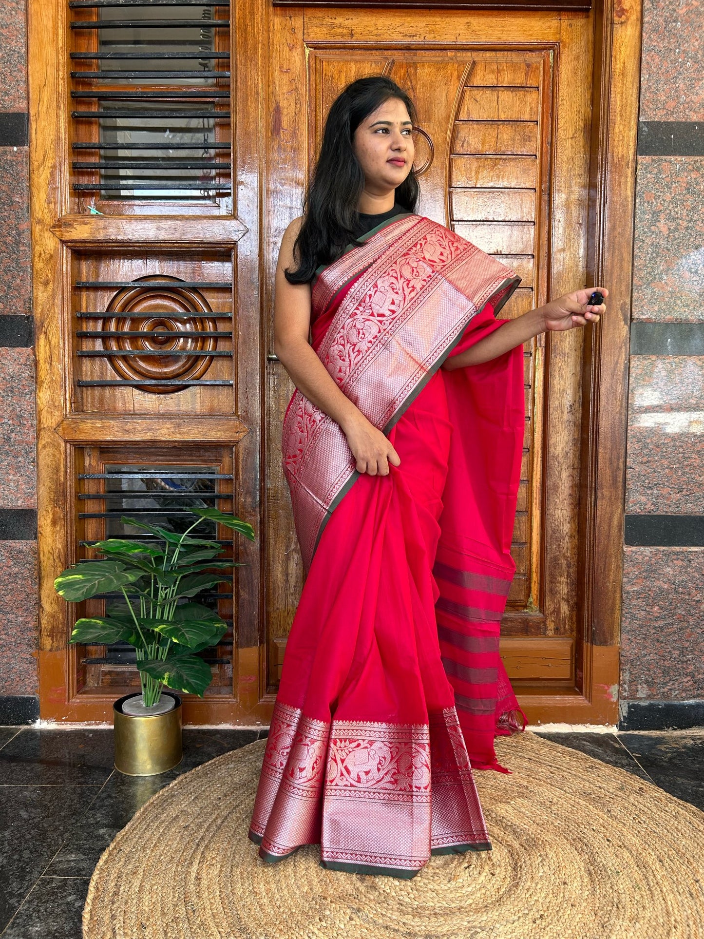 Pink Narayanpet saree.