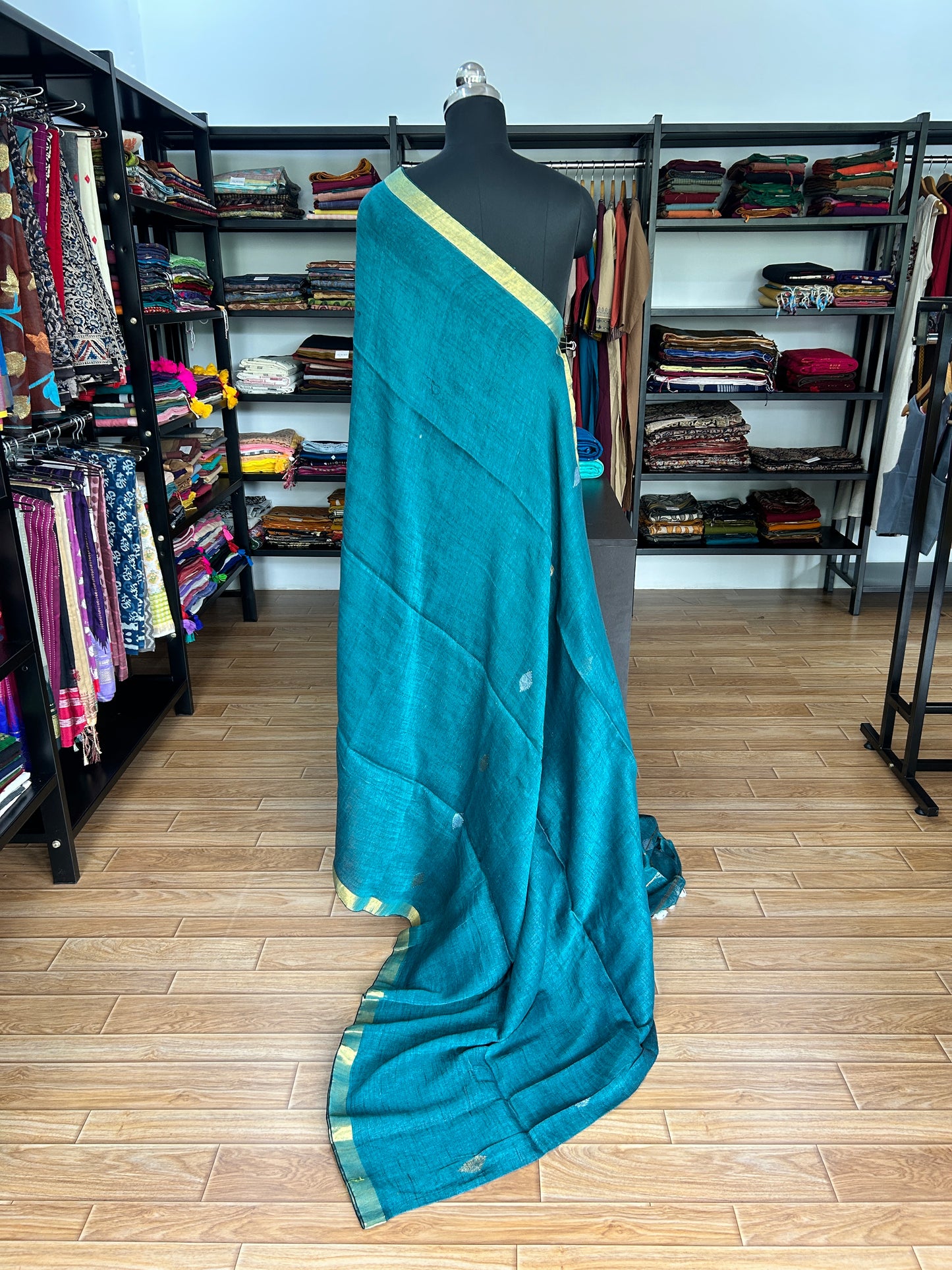 GREEN LINEN SAREE
