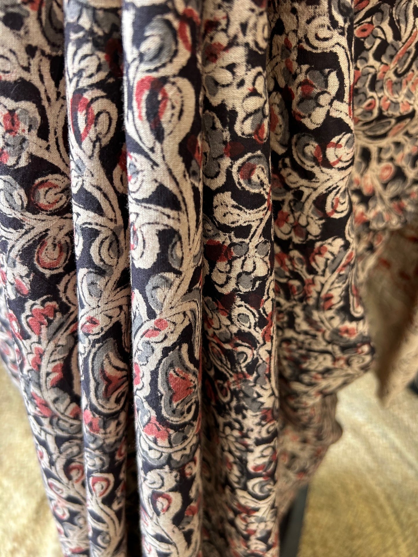 Black kalamkari mul saree