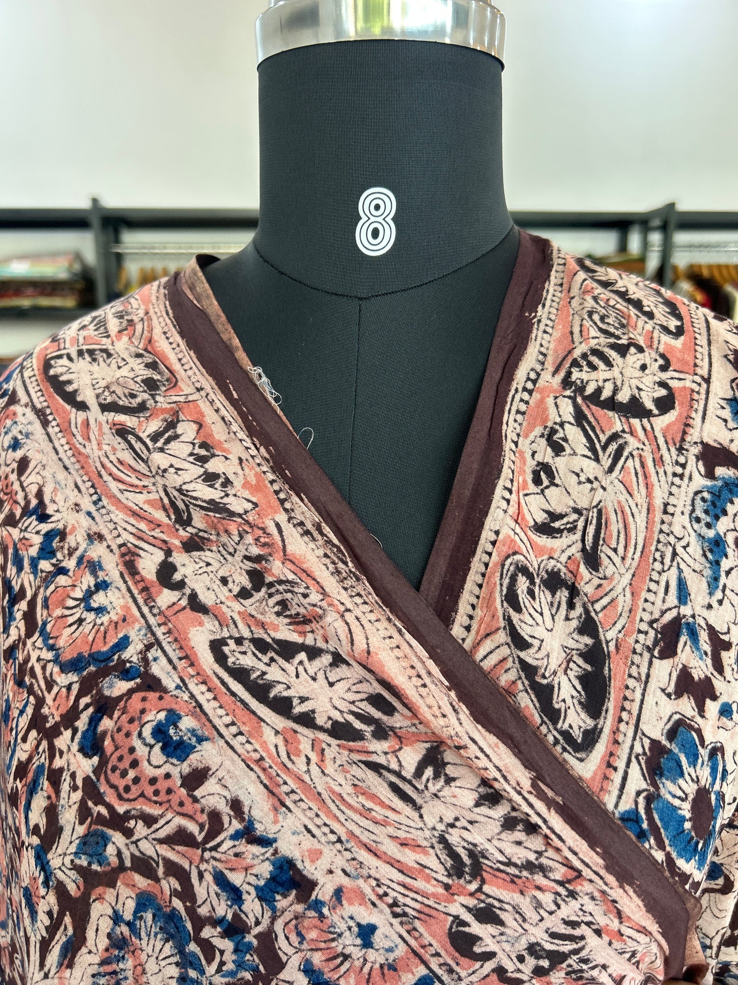 Brown kalamkari mul saree