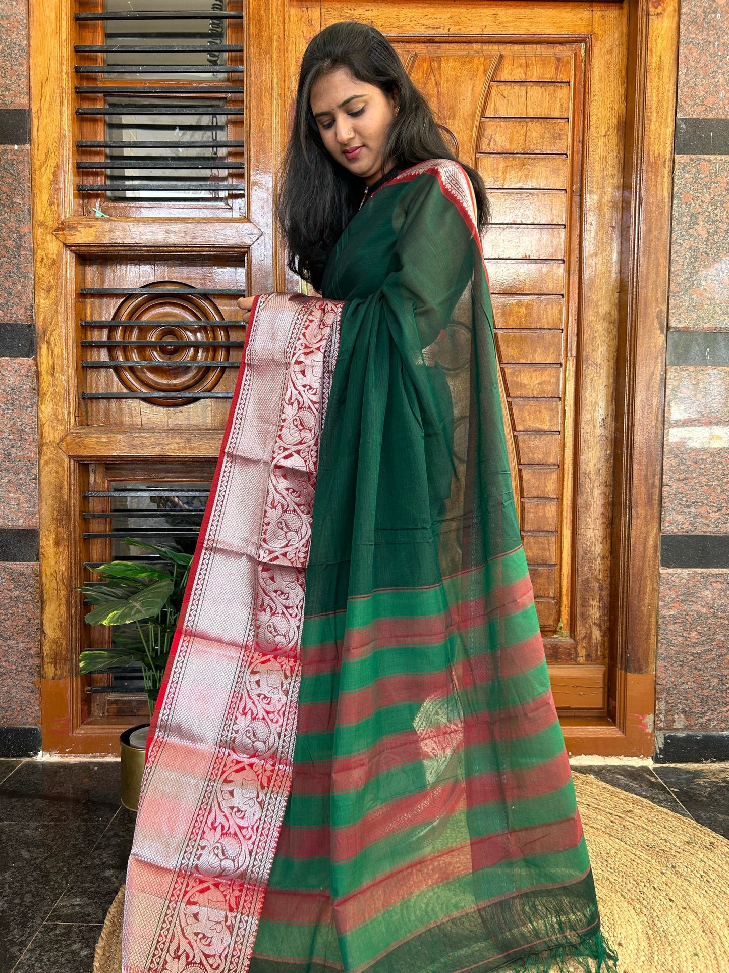 Green Narayanpet saree.