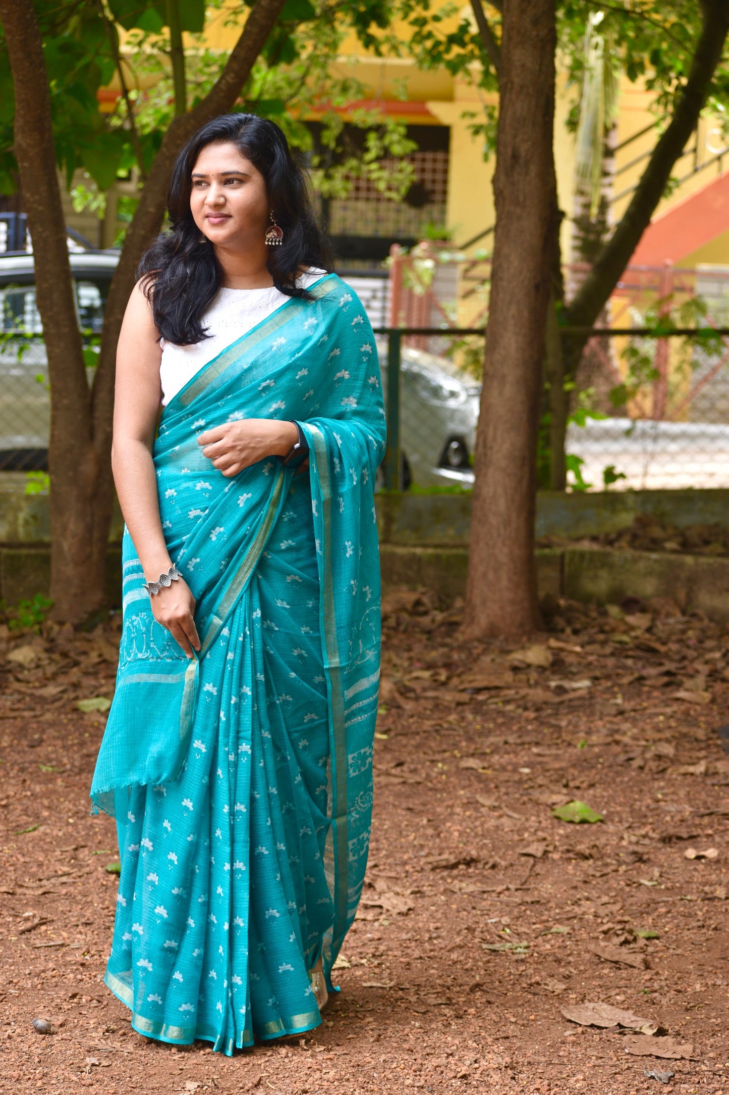 Green dabu kota saree