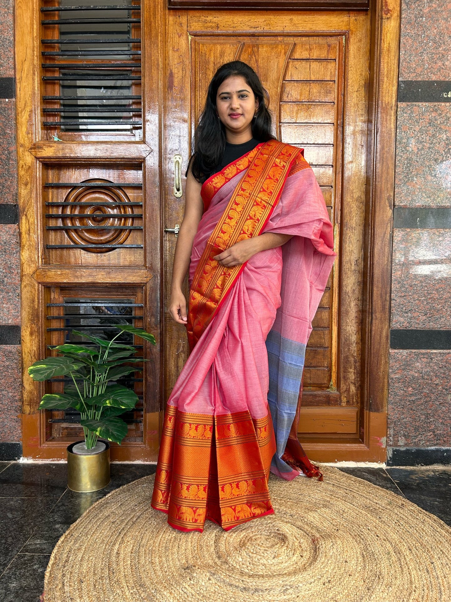 Pink Narayanpet saree.