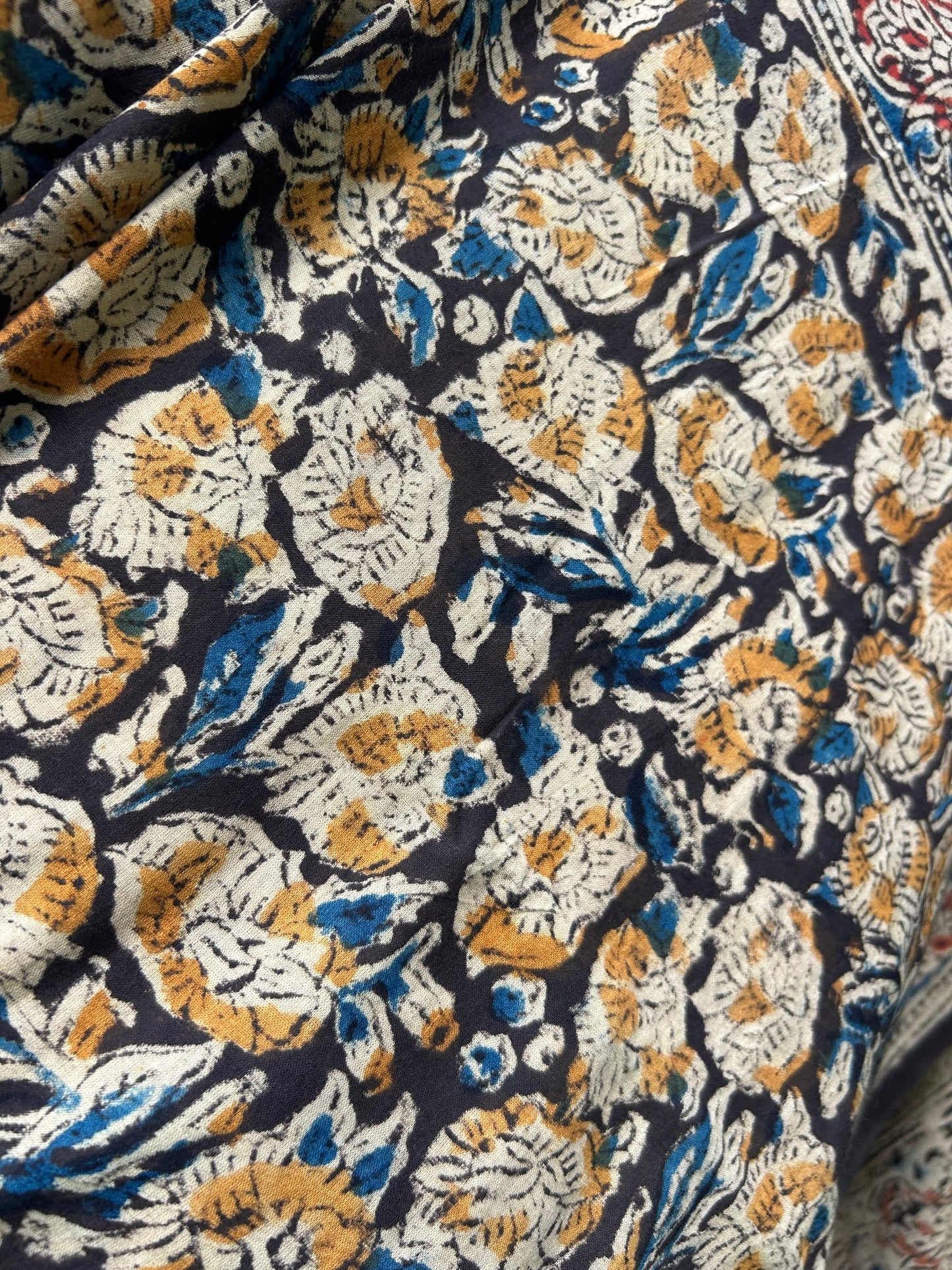 Black kalamkari mul saree
