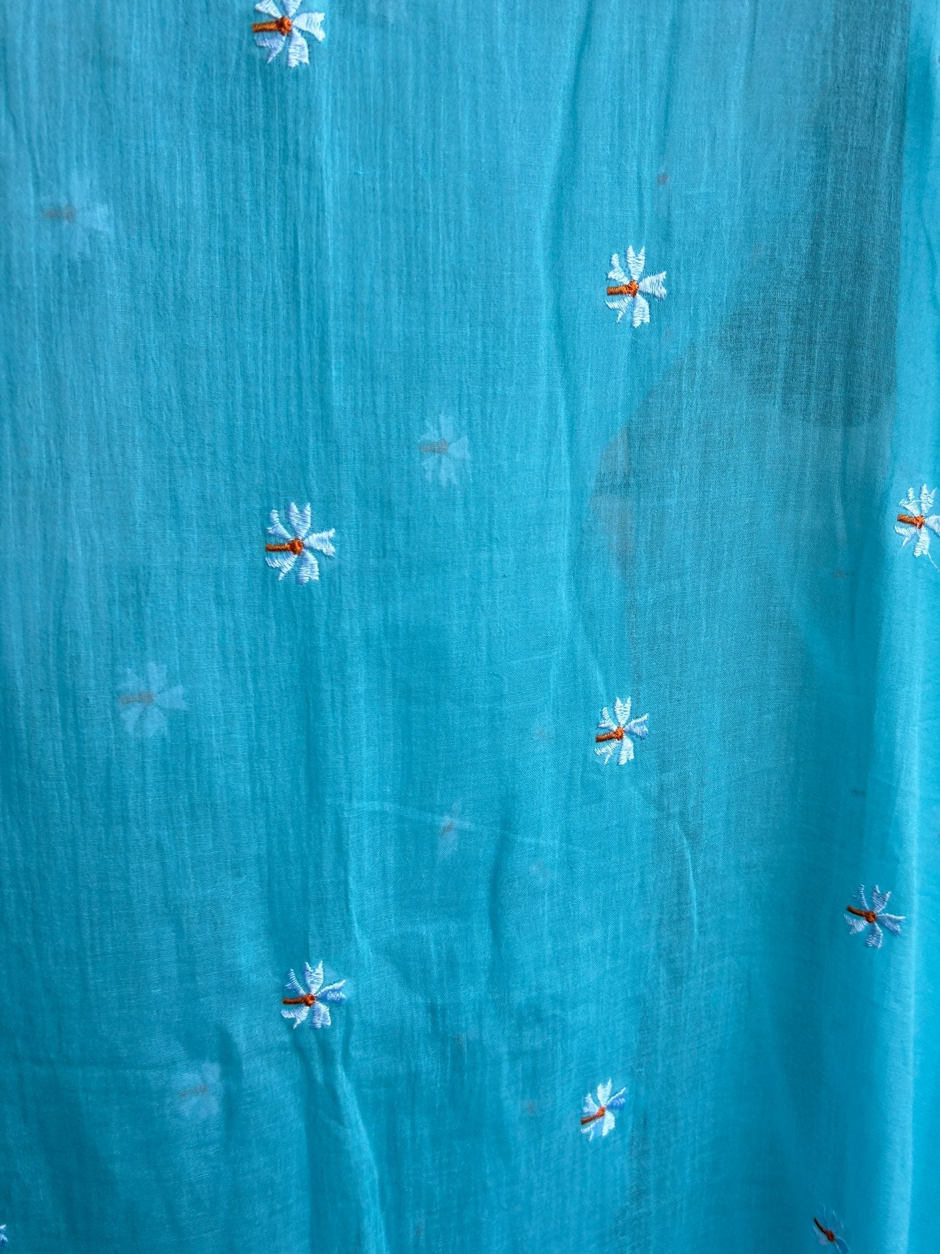 BLUE EMBROIDERY MUL SAREE