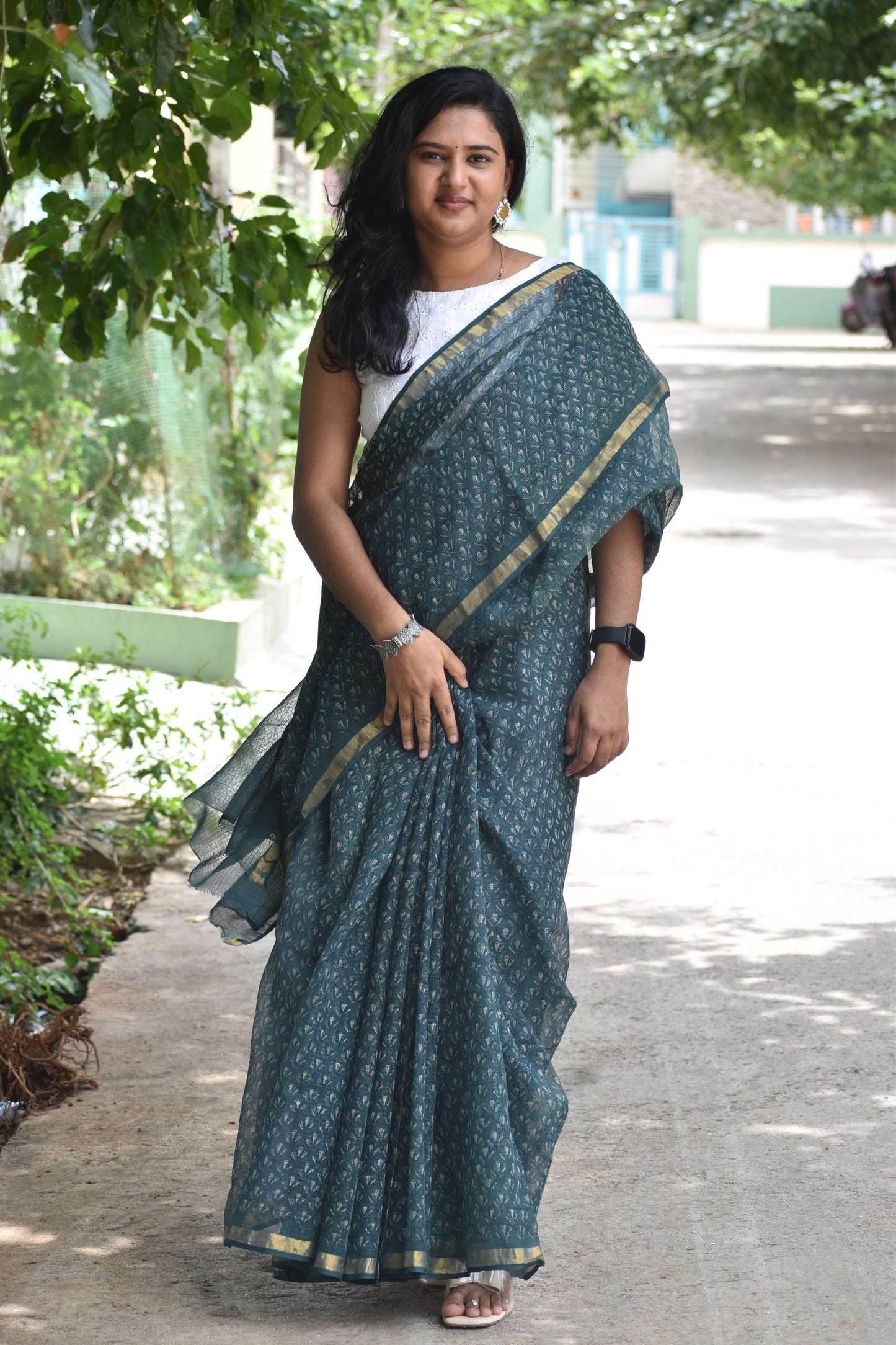 Green dabu kota saree
