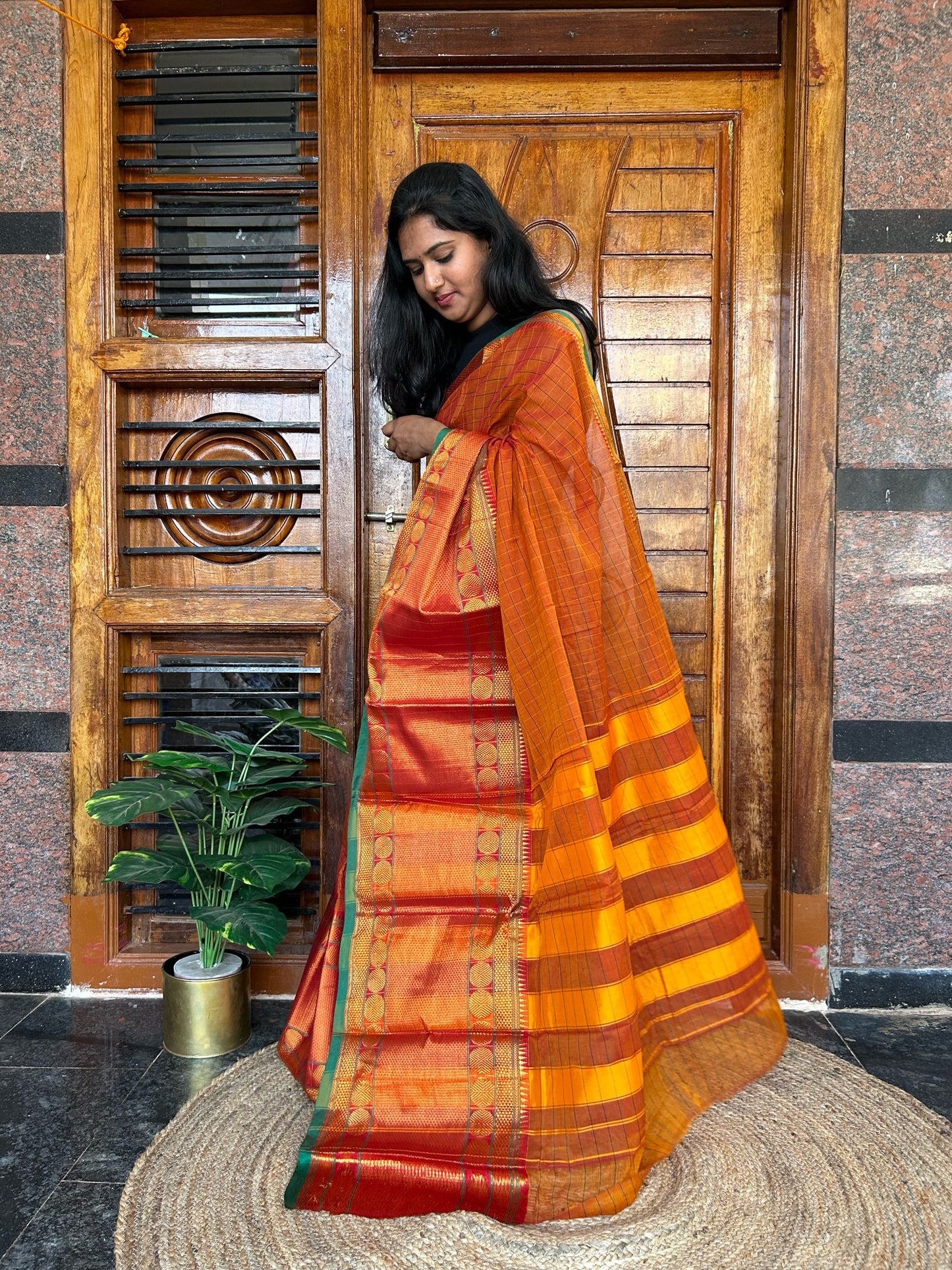 Orange Narayanpet saree.