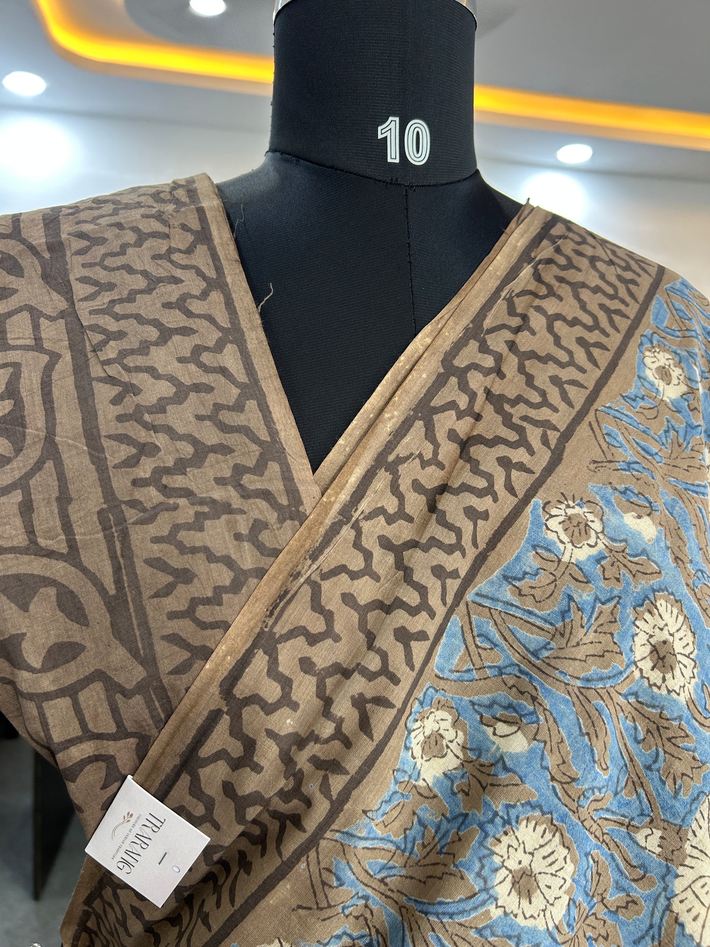BLUE AJRAKH MUL SAREE