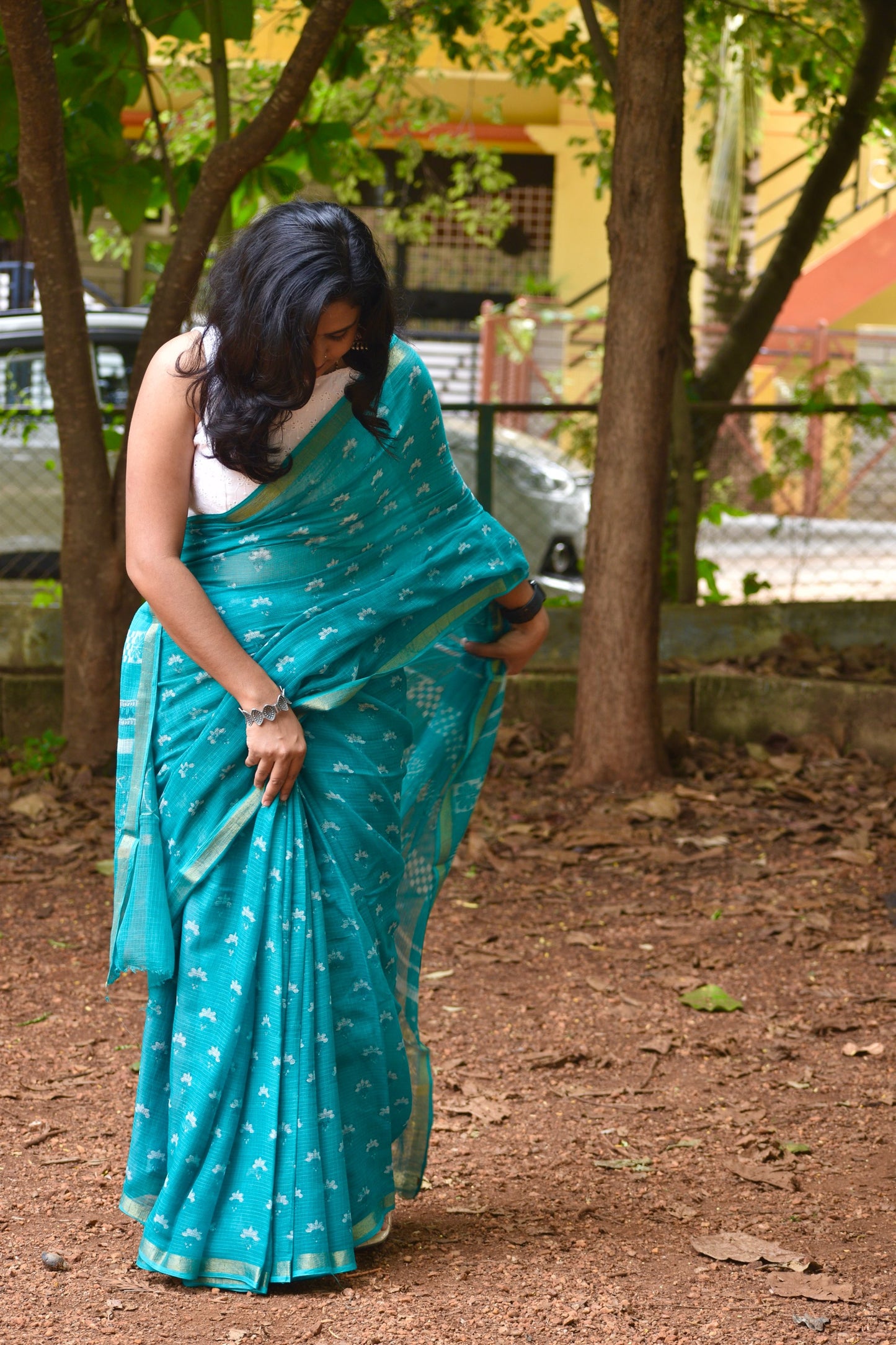 Green dabu kota saree