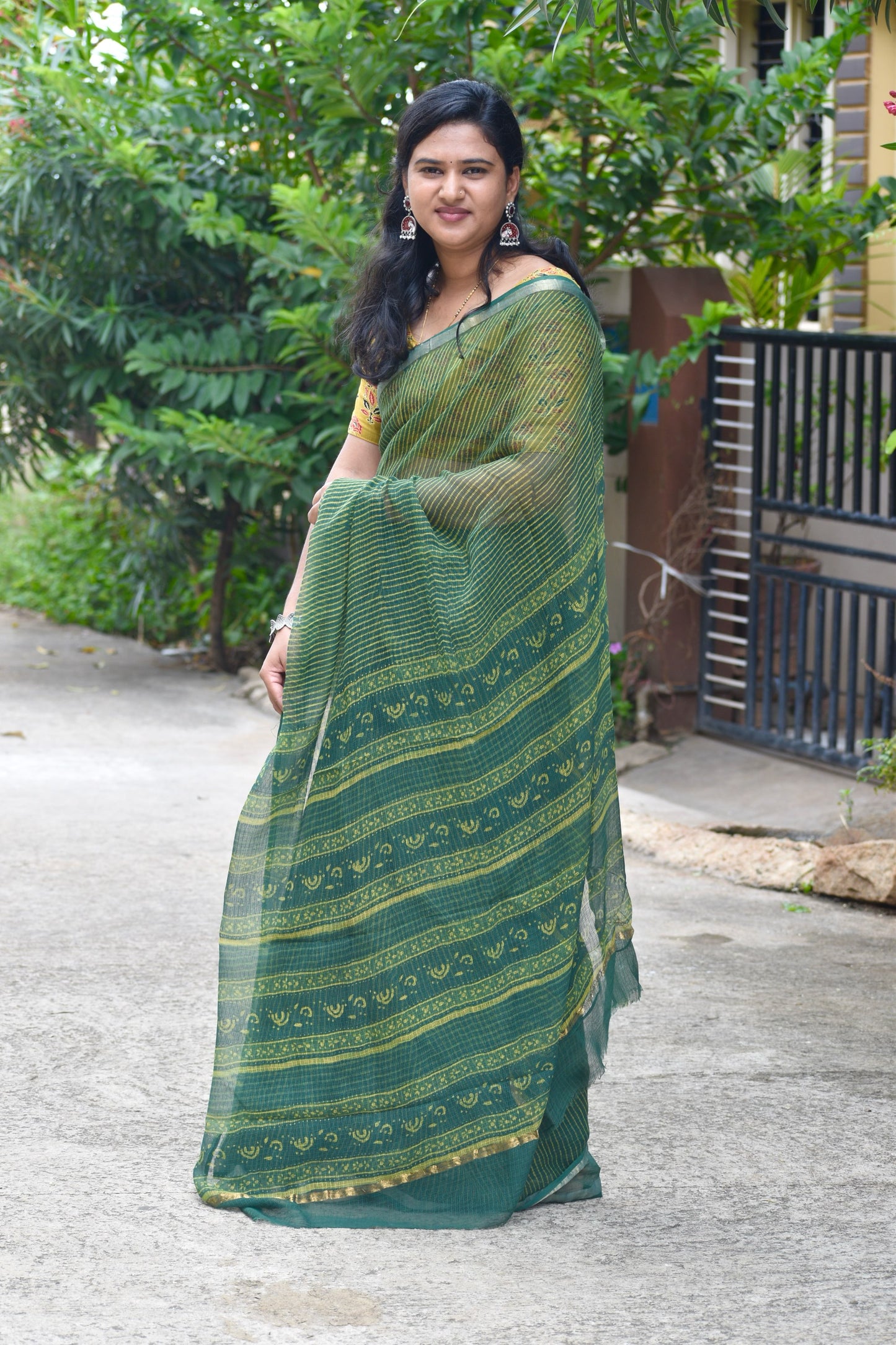 Green dabu kota saree