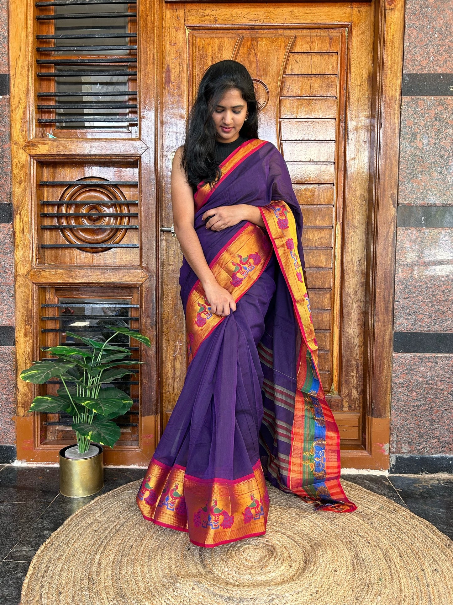 Purple Narayanpet saree.