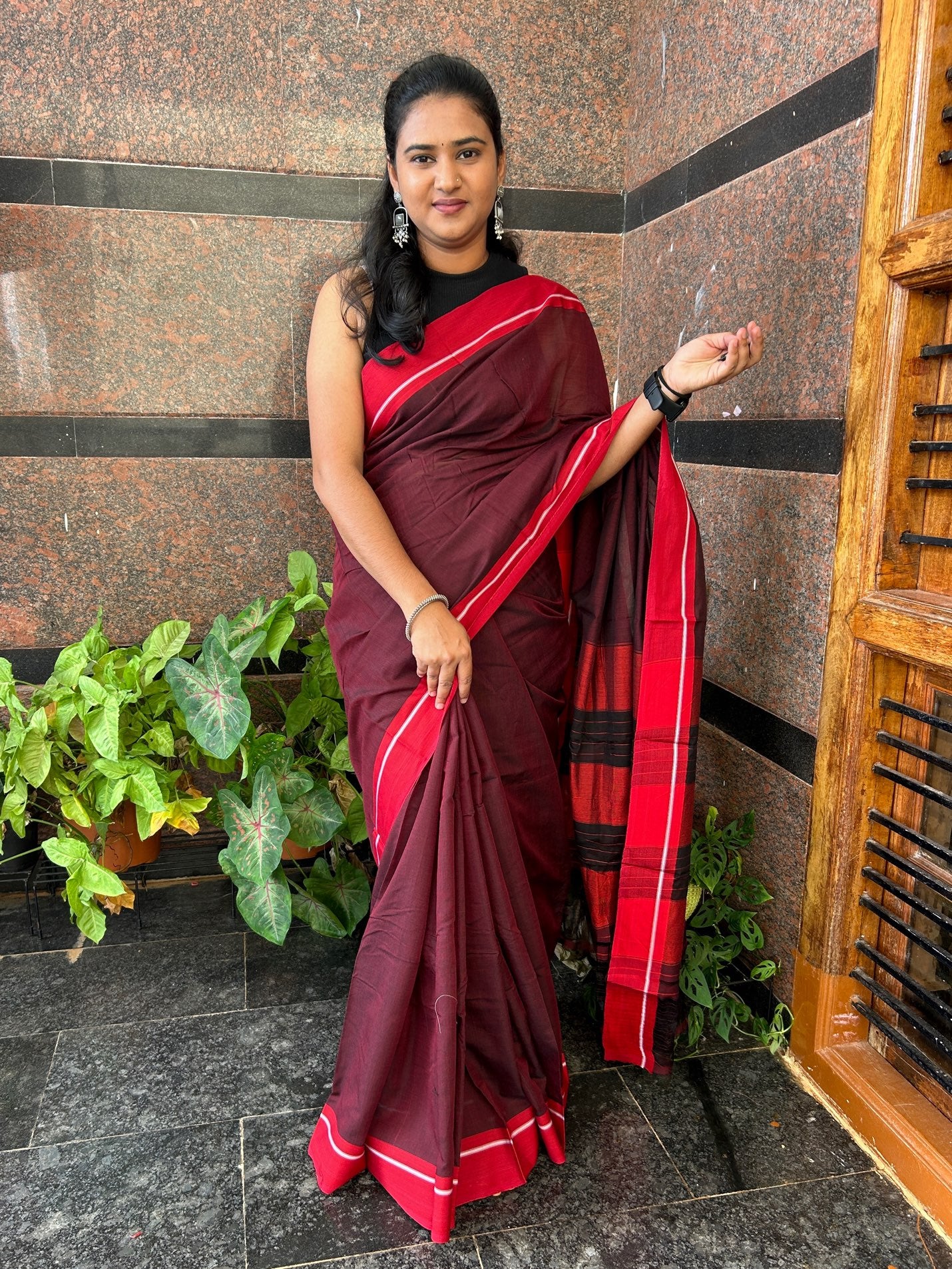 BROWN PATTEDANCHU SAREE.