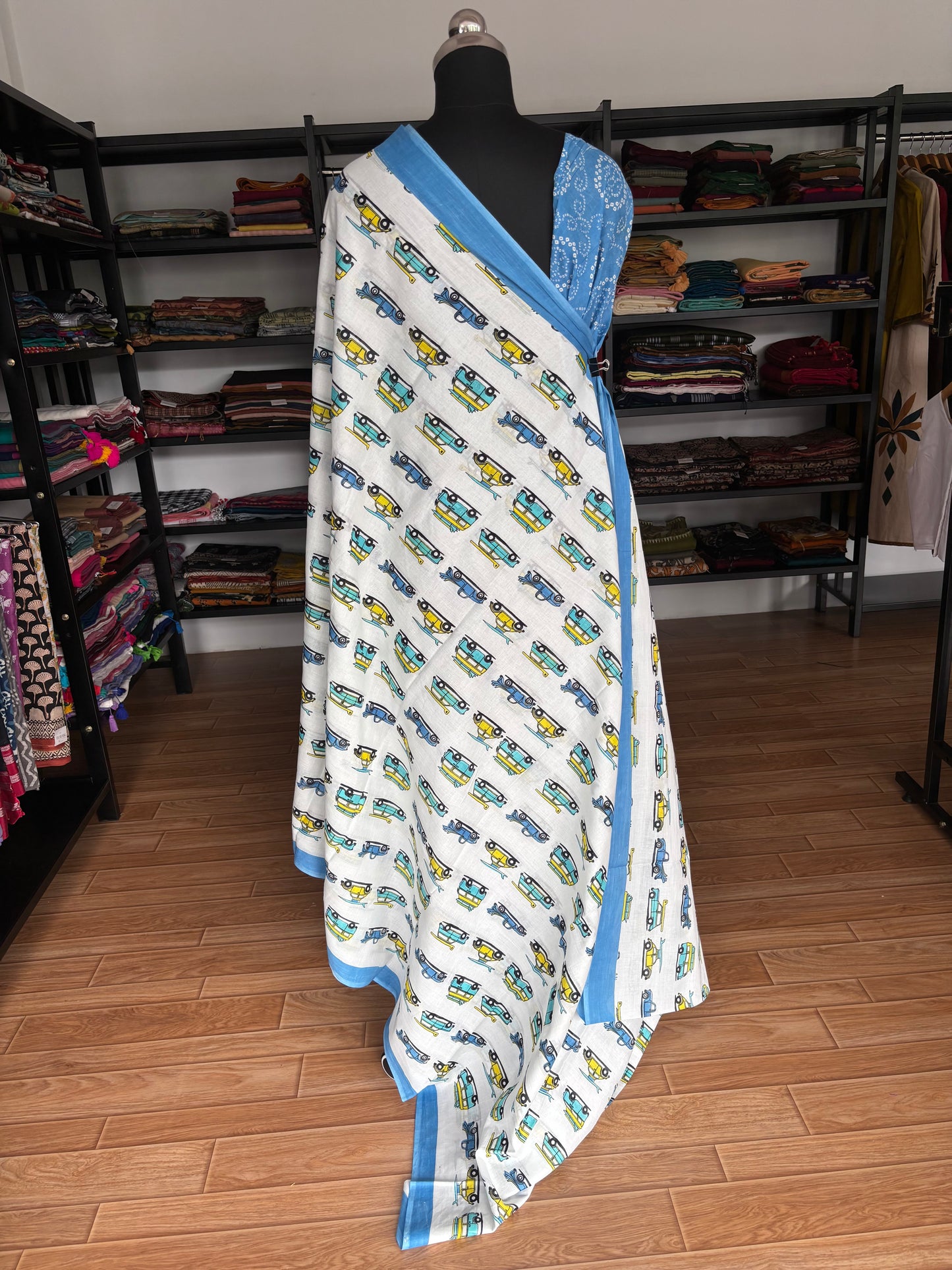 BLUE QUIRKY MUL SAREE
