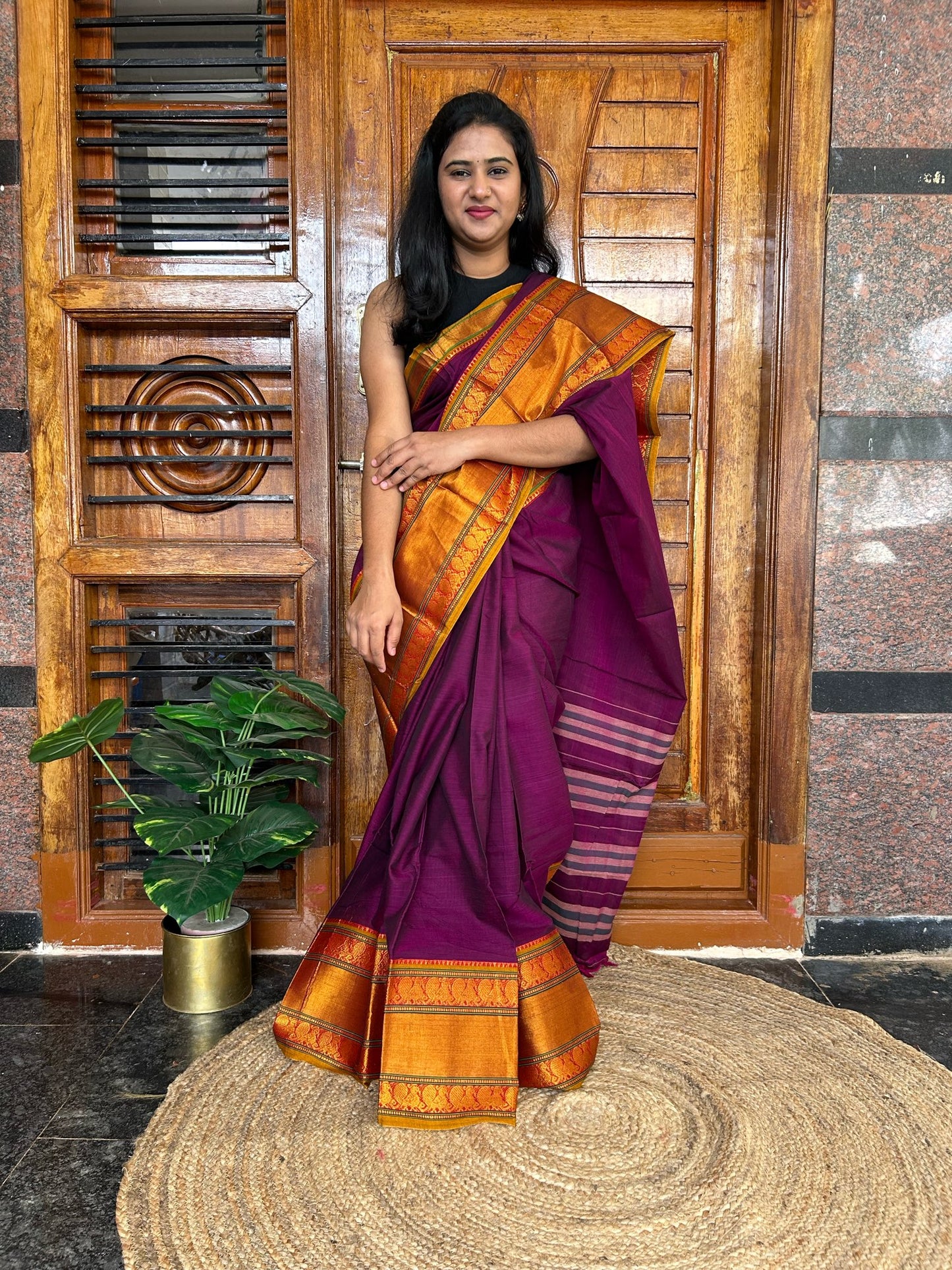 Magenta pink Narayanpet saree.