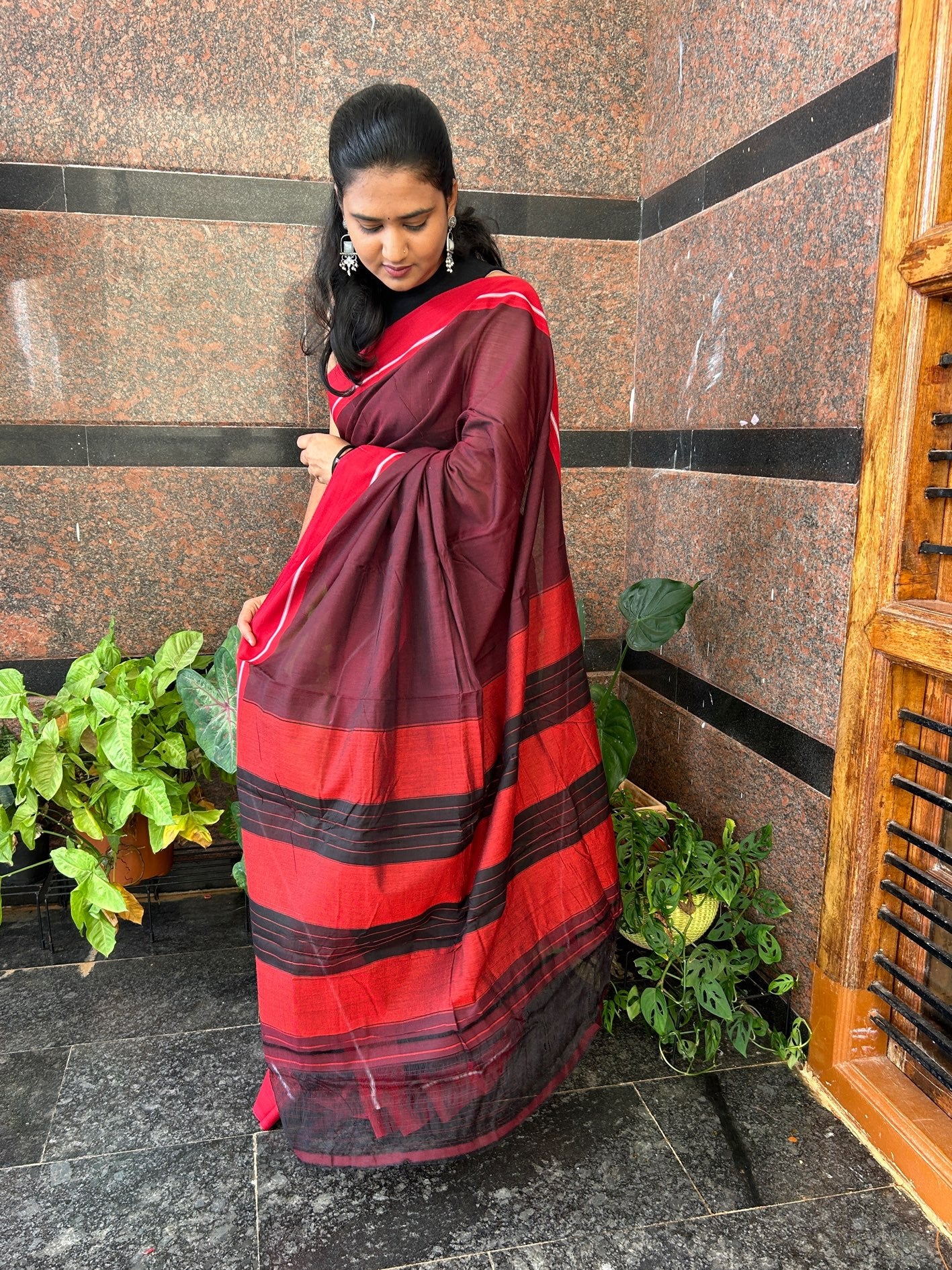 BROWN PATTEDANCHU SAREE.