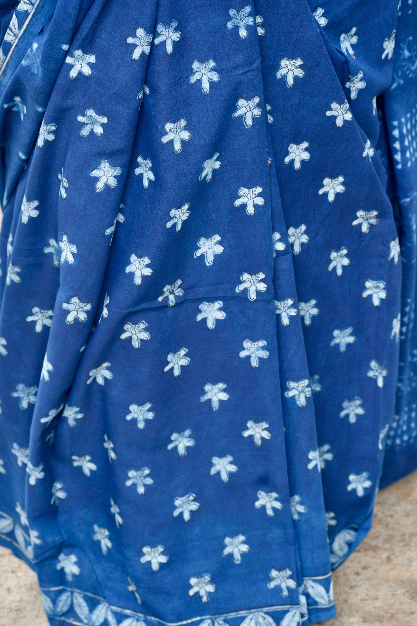 Blue dabu mul saree
