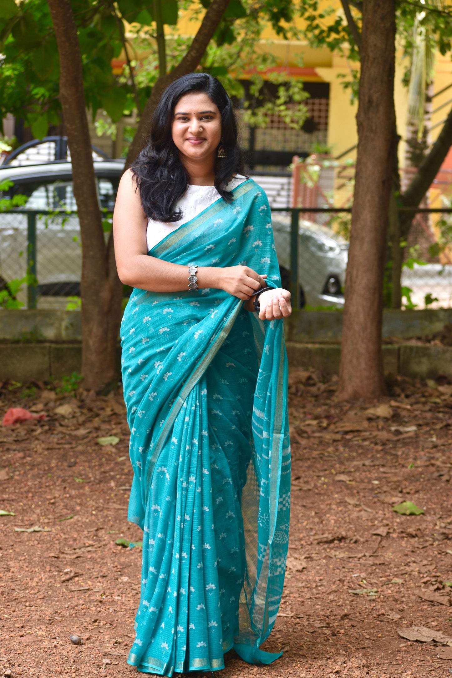 Green dabu kota saree