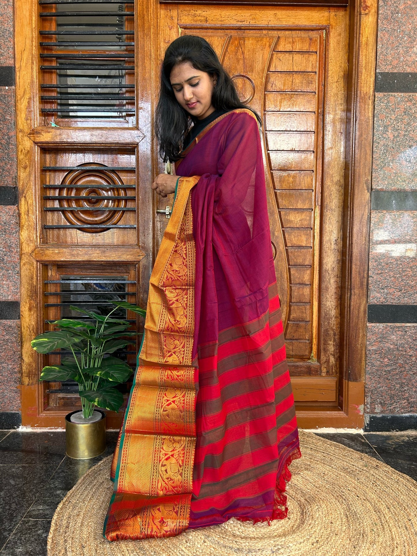 Pink Narayanpet saree.