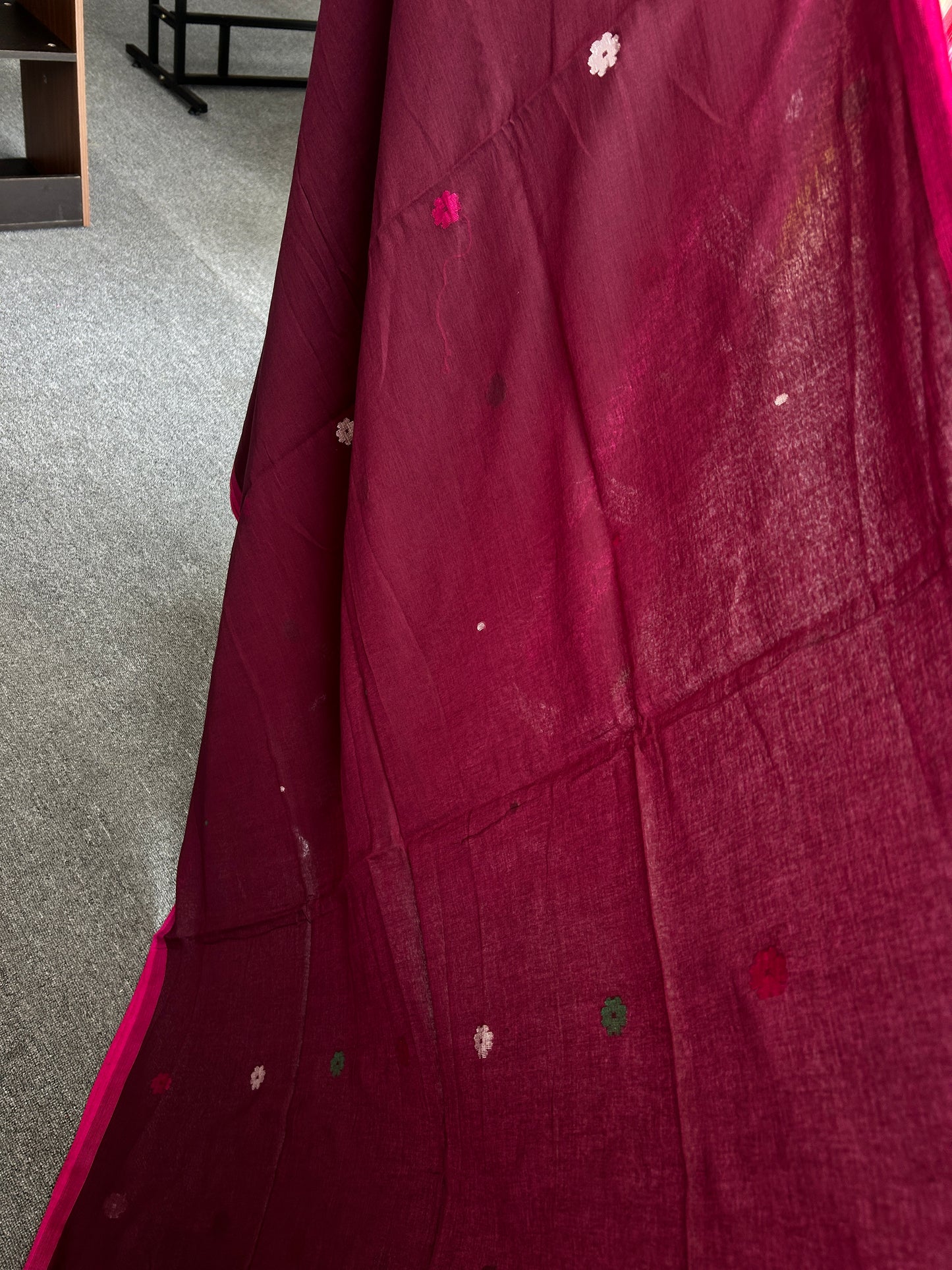 WINE KHADI JAMDANI SAREE