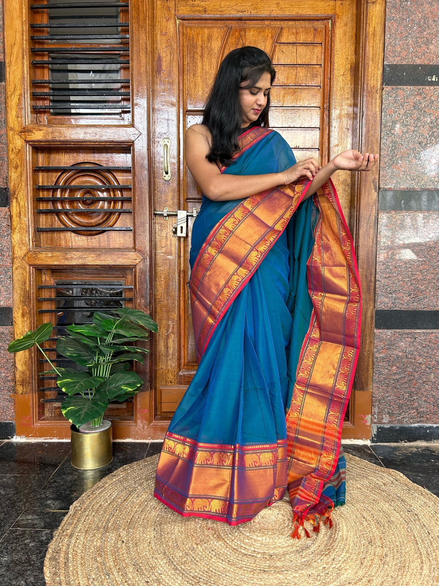 Blue Narayanpet saree.