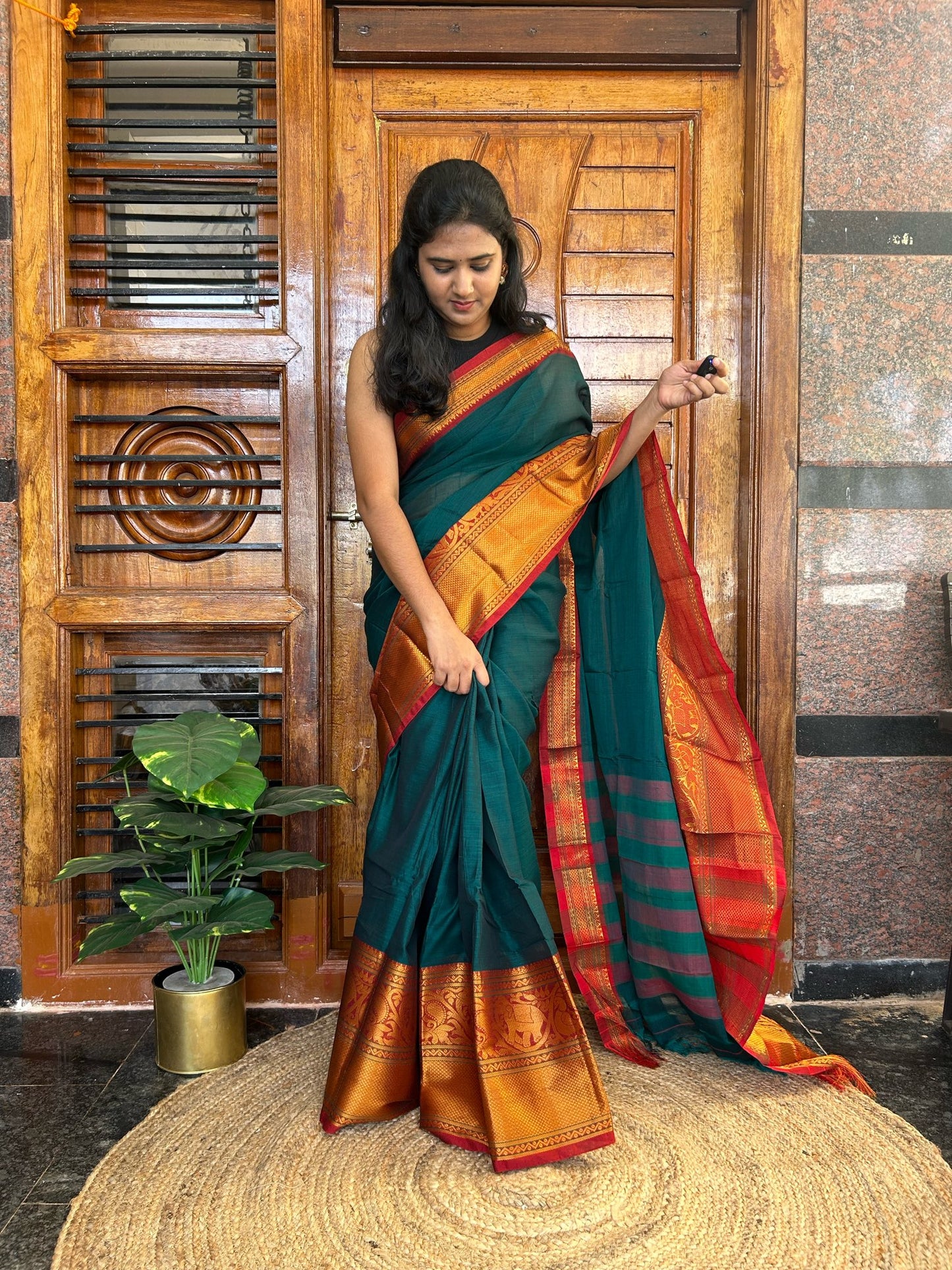 Green Narayanpet saree.