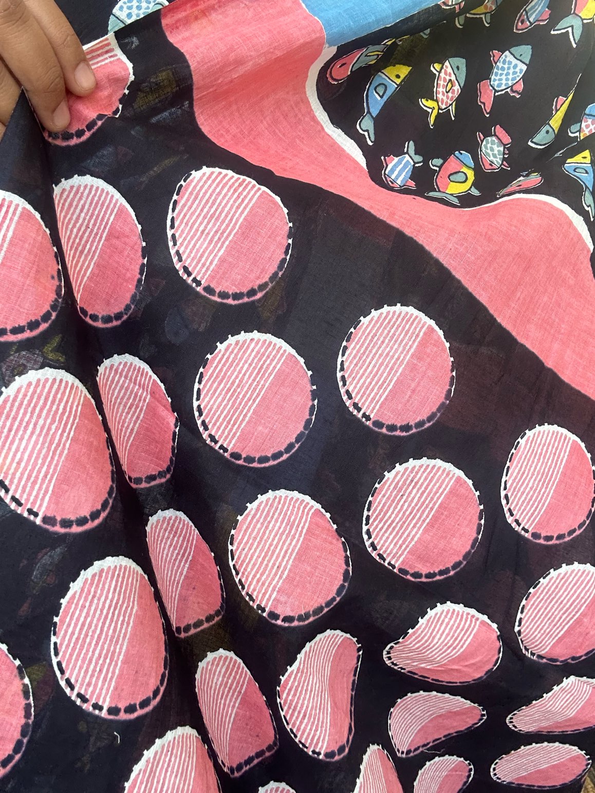 Black mulmul cotton saree