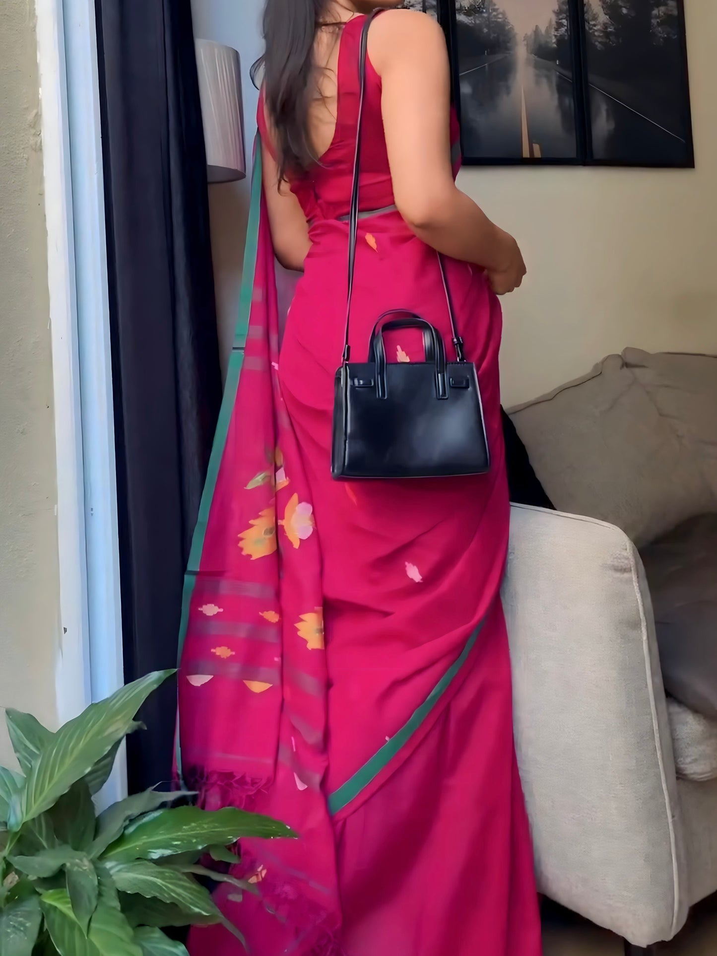 PINK PEACOCK JAMDANI