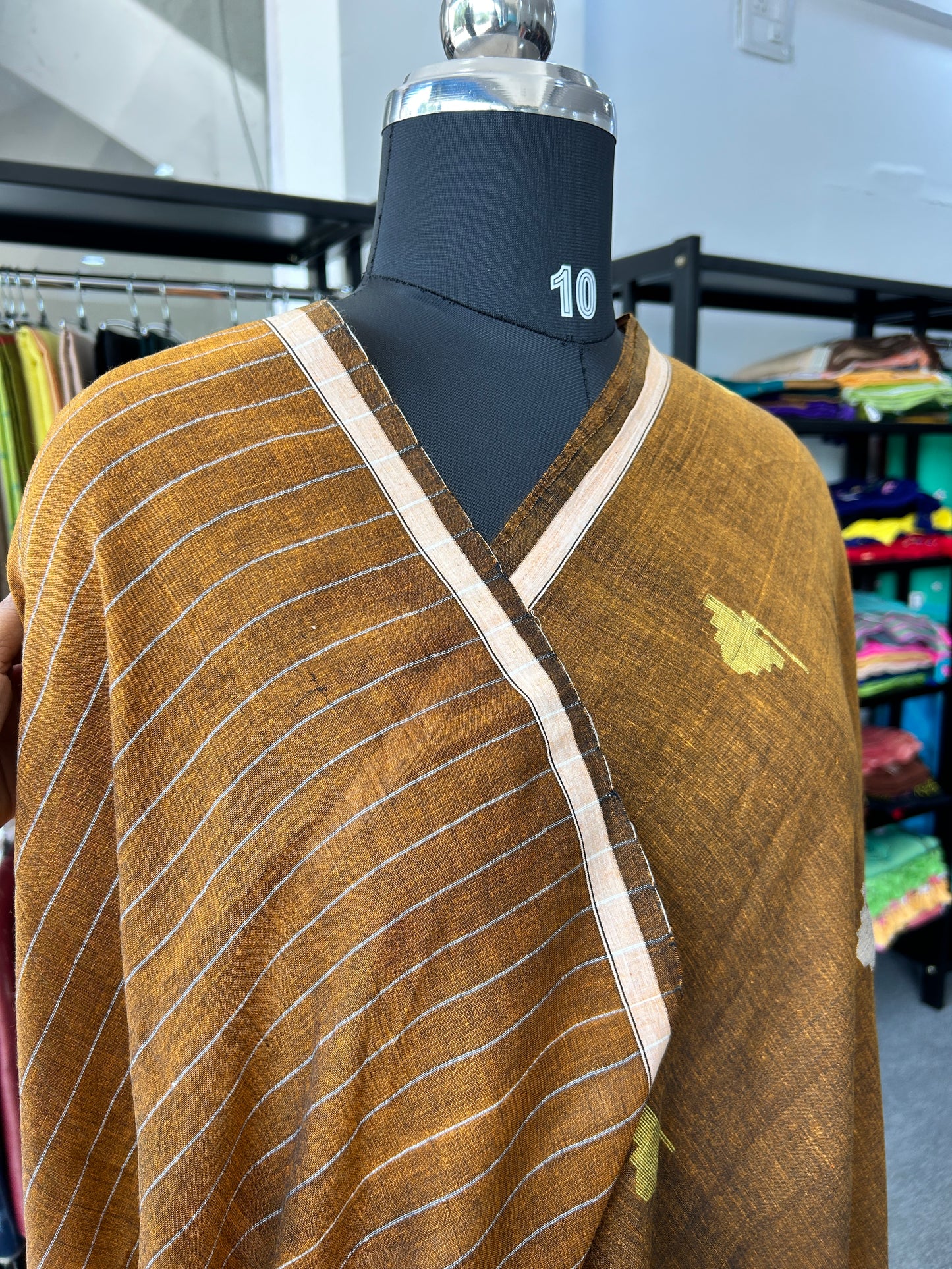 RUST KHADI JAMDANI SAREE